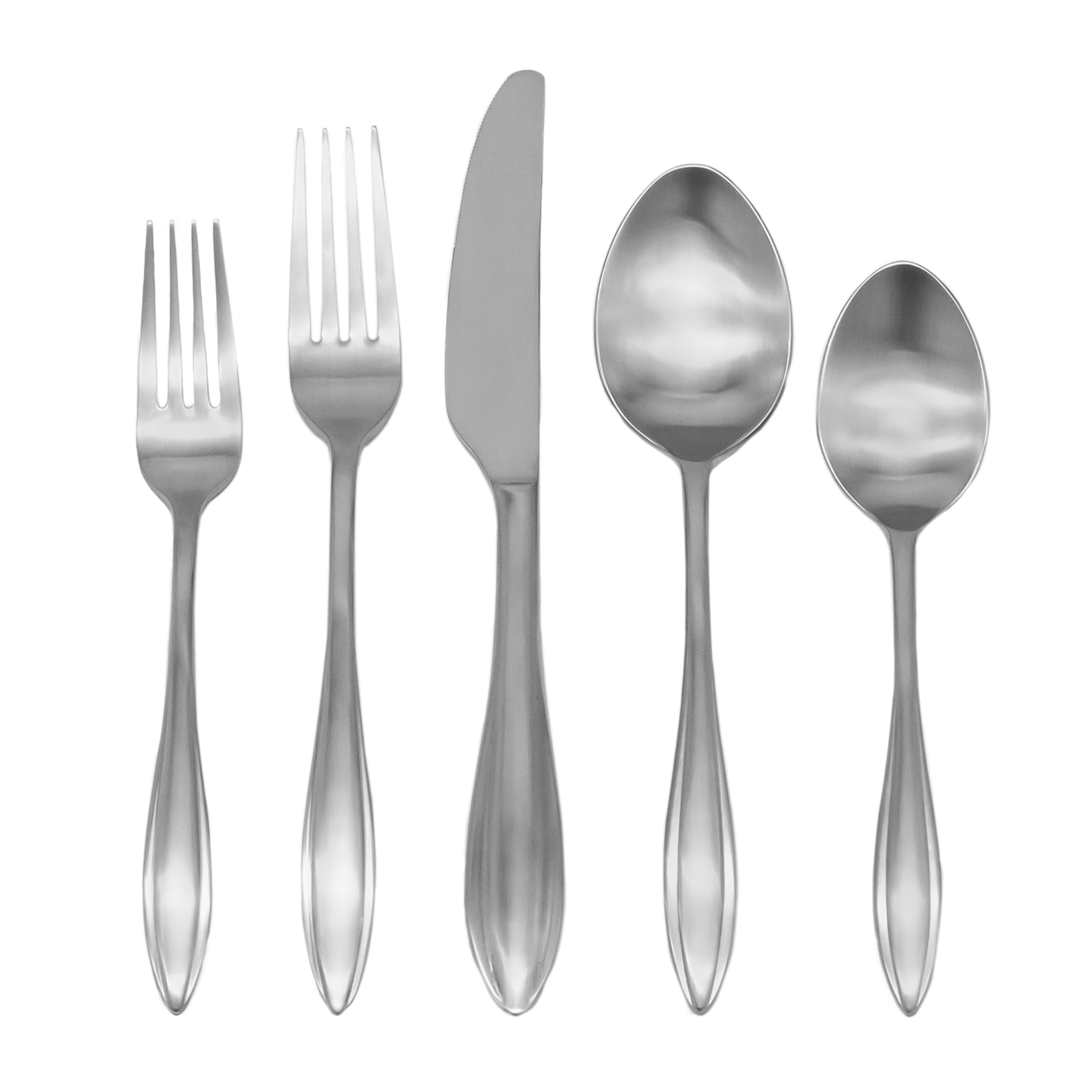 Godinger 20 Piece Flatware Set with 4 Dinner Forks, 4 Salad Forks, 4 Tablespoons, 4 Teaspoons and Knifes, 18/0 Stainless Steel Unica Satin, Set of 4
