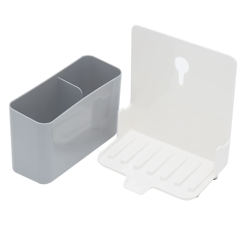 Home Basics Deluxe Kitchen Sink Organizer Sponge Holder, Grey