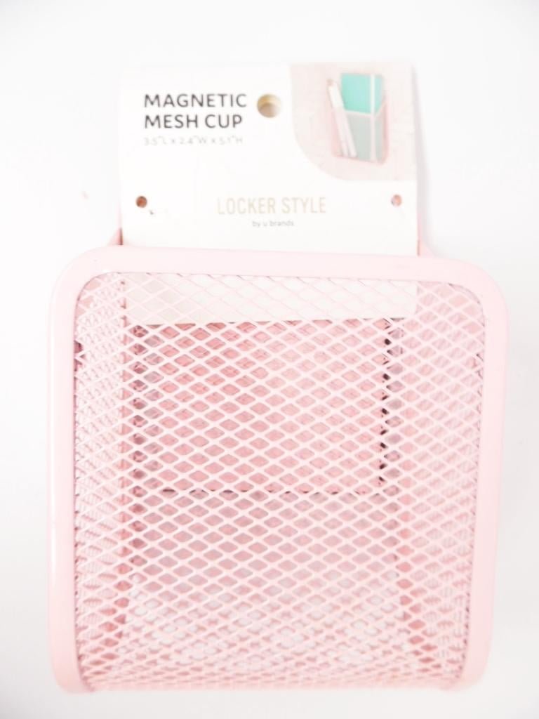 U Brands Locker Style Magnetic Mesh Locker Cup - Pink - 3.5x2.4x5.1"