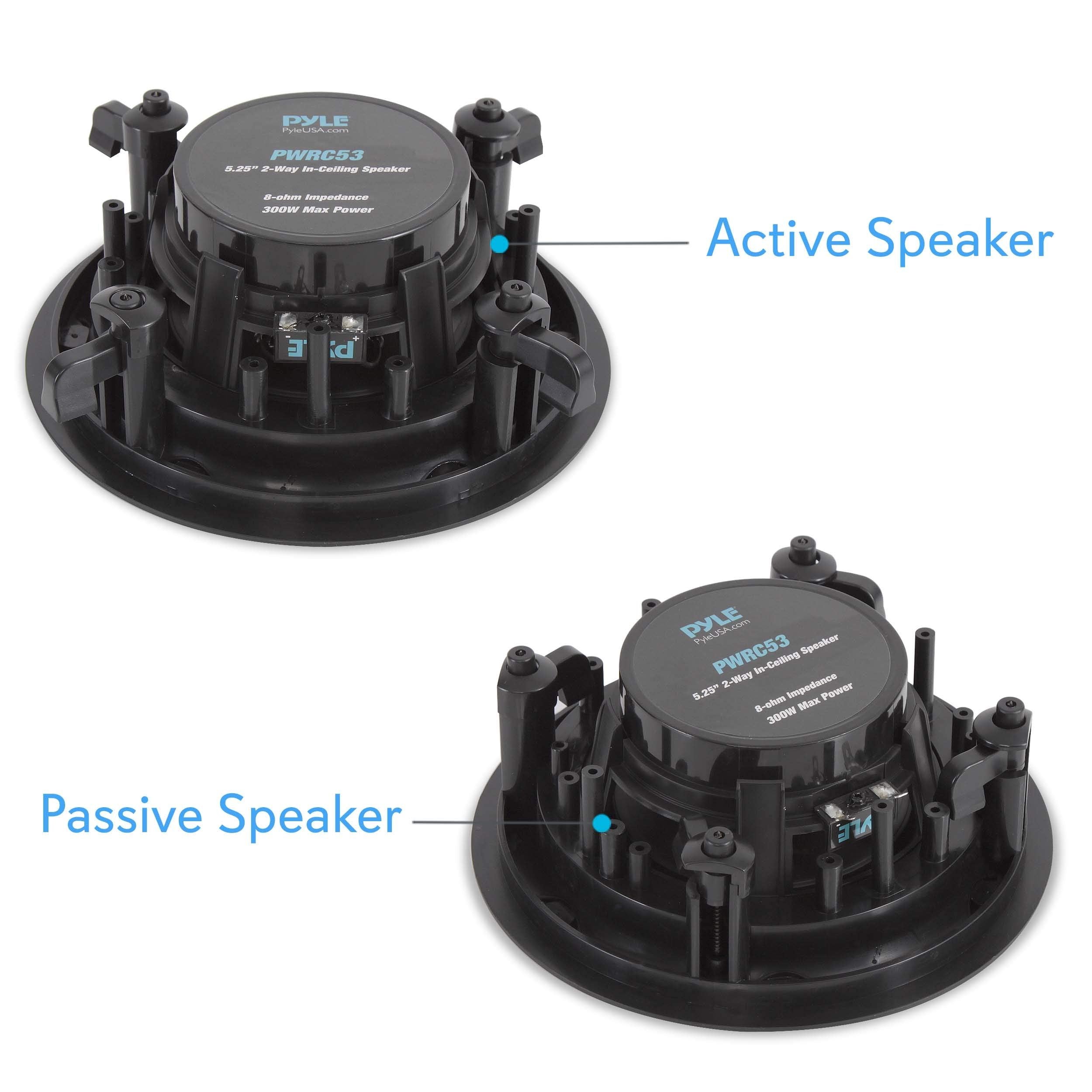 Pyle 6.5” Ceiling Wall Dual Speakers - 2-Way Full Range Stereo Sound (Pair) Universal Flush Mount Design w/ 70Hz - 20kHz Frequency Response 480 Power Watts Peak & 2 Magnetic Speaker Grills PWRC63