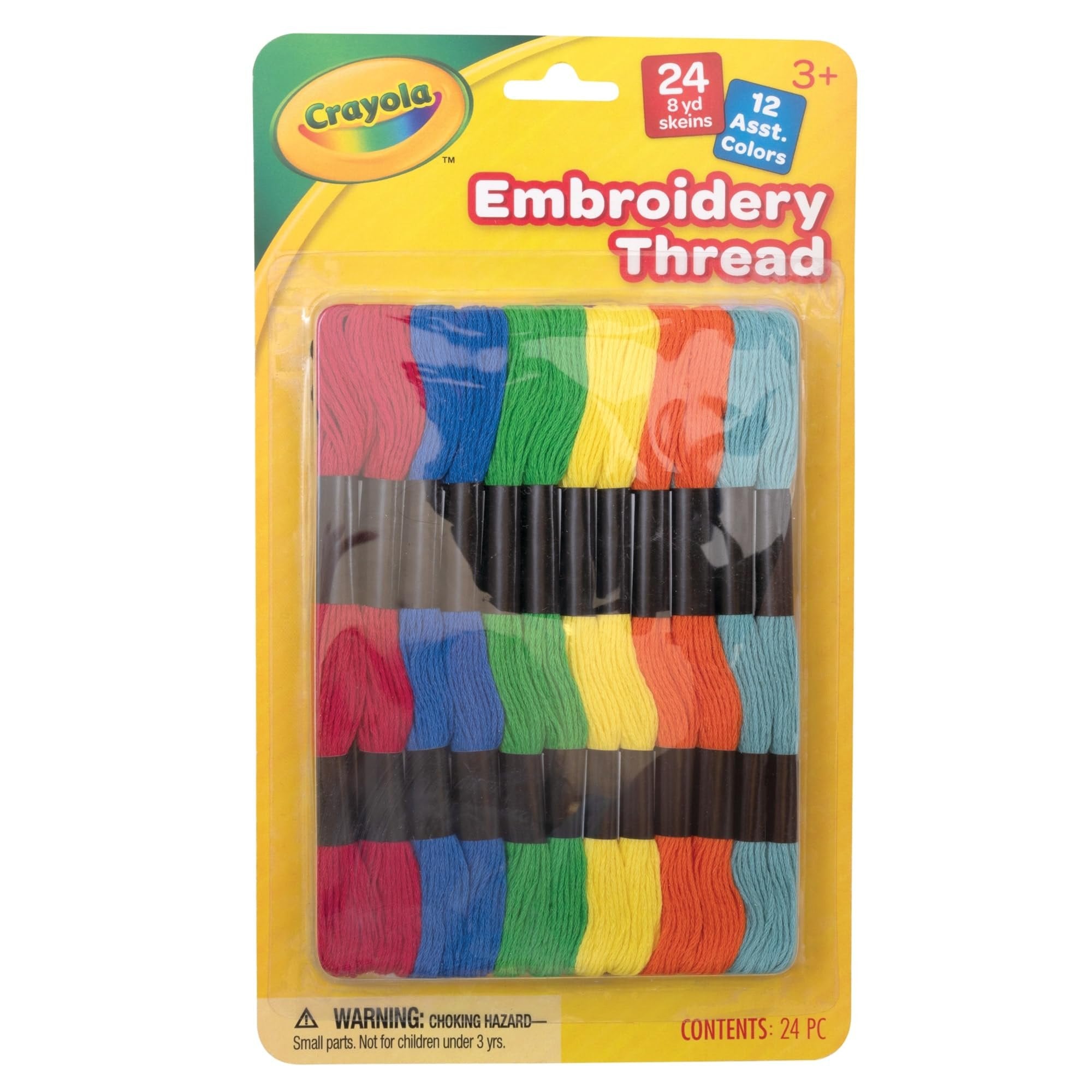 Crayola Embroidery Thread P0051662-CRA, 12 Assorted Colors, 8 Yards Each, 24 Count