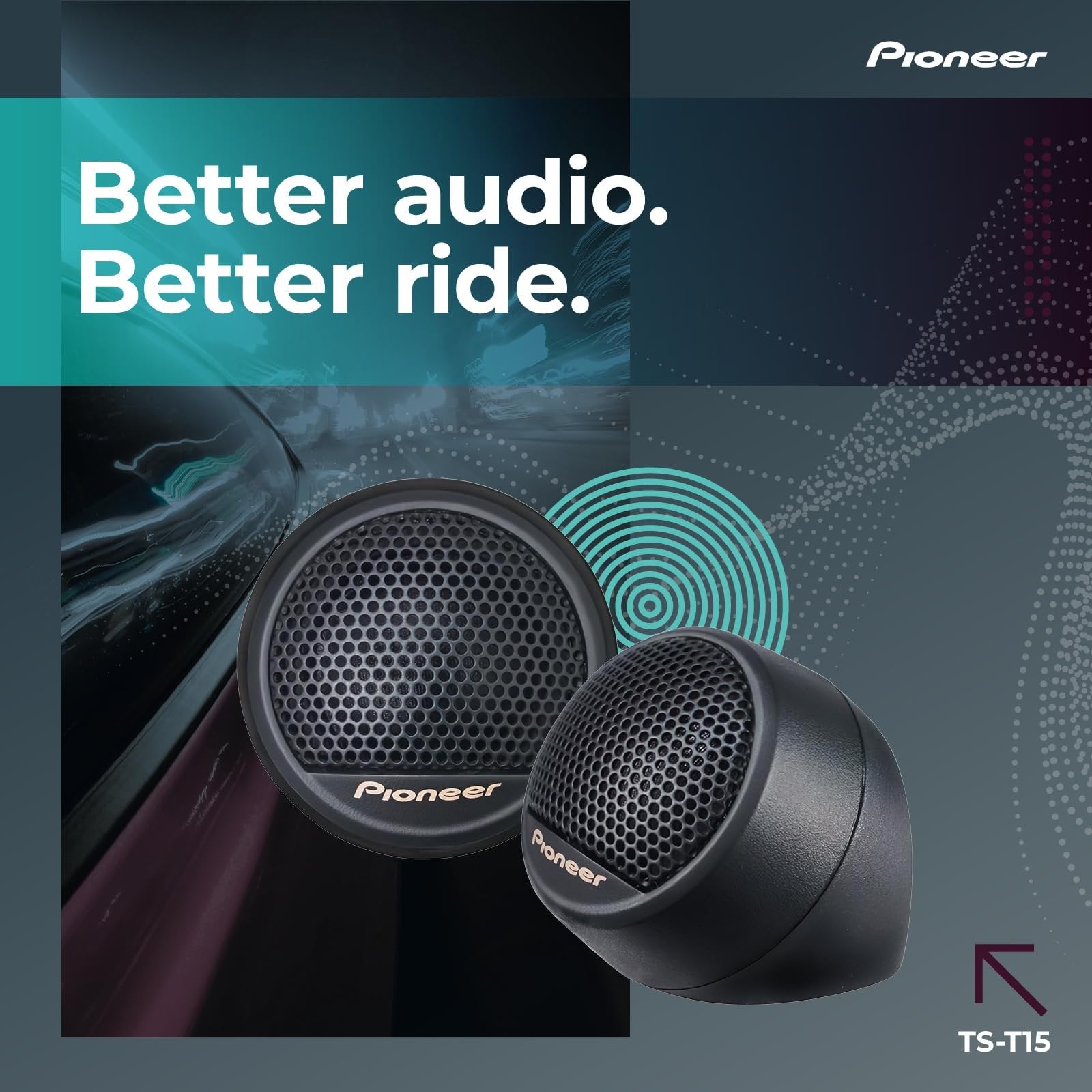Pioneer TS-T15 3/4” Soft Dome Tweeter Car Speakers, Smooth Upper Range, Clear Sound Quality, Flush and Surface Mounting Capabilities, Pair with Midrange Drivers and Subwoofers for Full Sound (Pair)