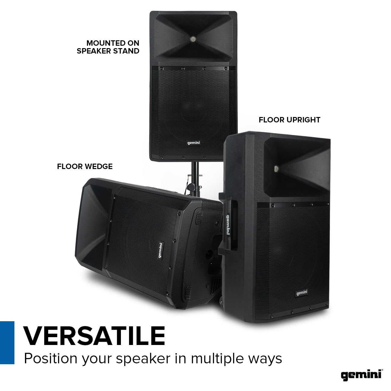 Gemini Sound GSP-2200: Elite 2200W 15" Active DJ PA Speaker with Bluetooth Stereo, Integrated 3-Channel Mixer, and Durable Design – Ideal for Music Hobbyists and Part-Time DJs