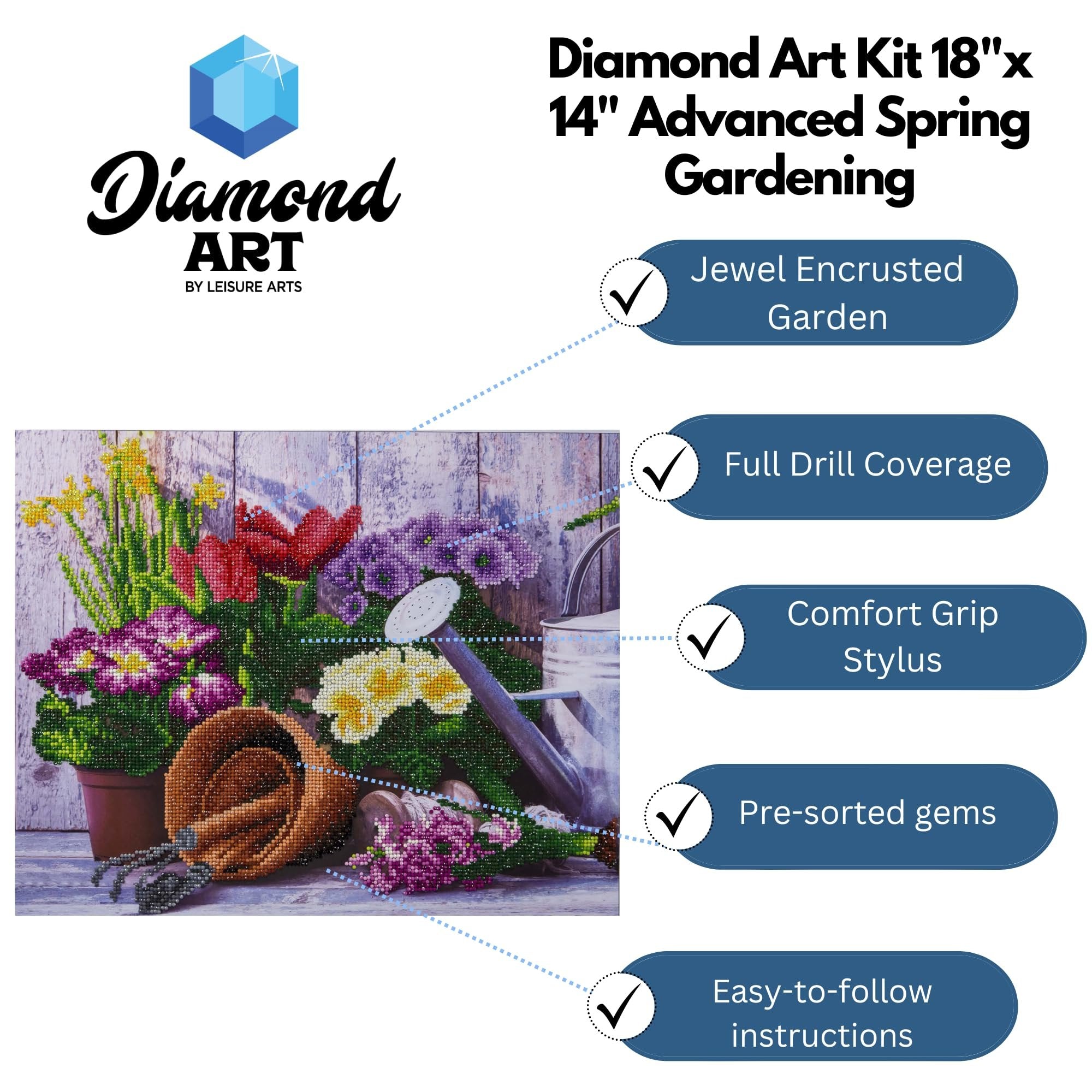 Diamond Art By Leisure Arts DMA Kit 14x16 Advanced Gardening