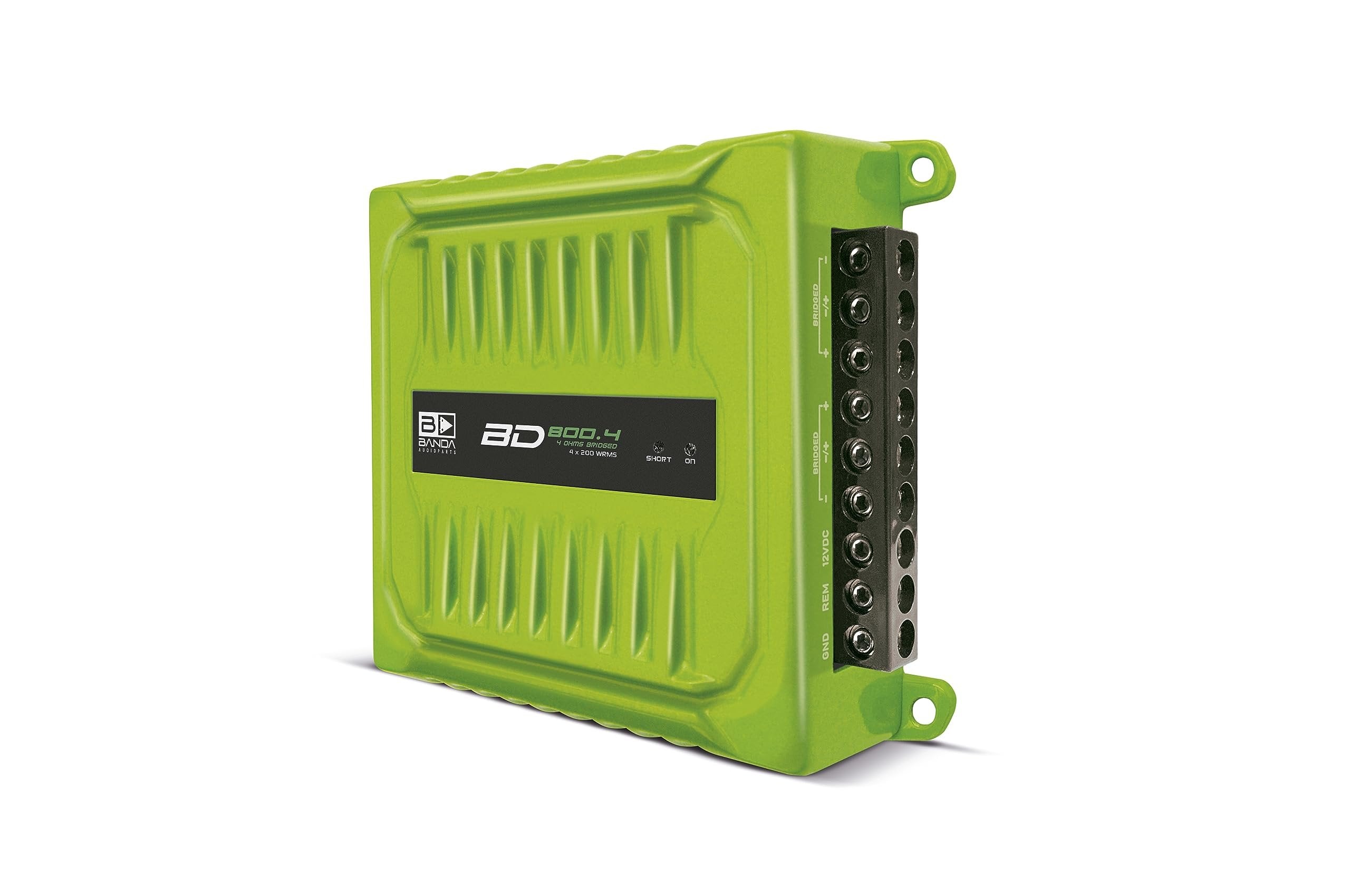 Banda Audioparts BD800.42OHMGREEN 800 Watts 4 Channel 2 Ohm Full Range Car Audio Amplfier 4 x 200 Watt Rms 4 Ohms Bridged - Green