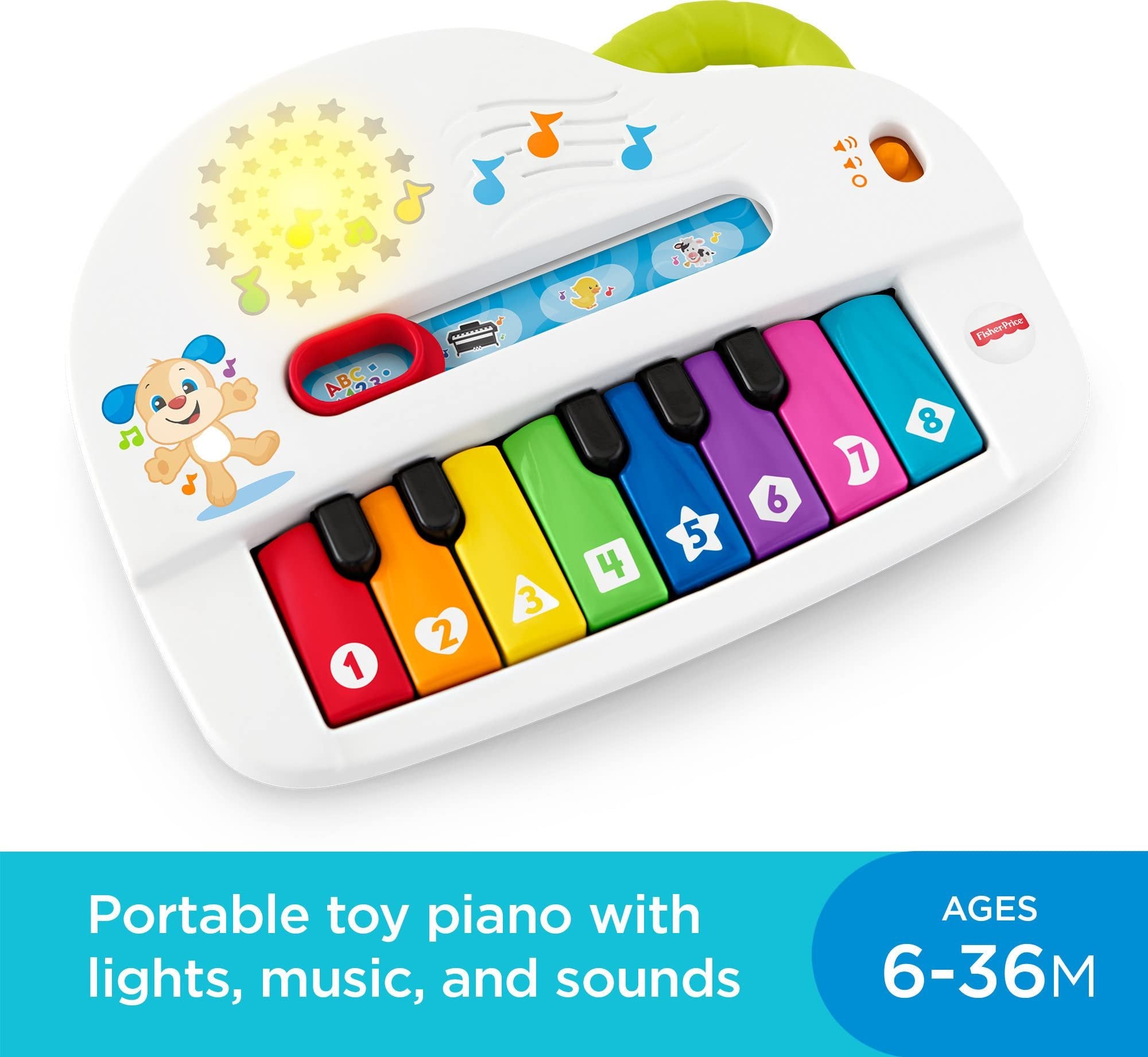 Fisher-Price Baby Toy Laugh & Learn Silly Sounds Light-Up Piano Musical Instrument with Learning Songs for Infants Ages 6+ Months
