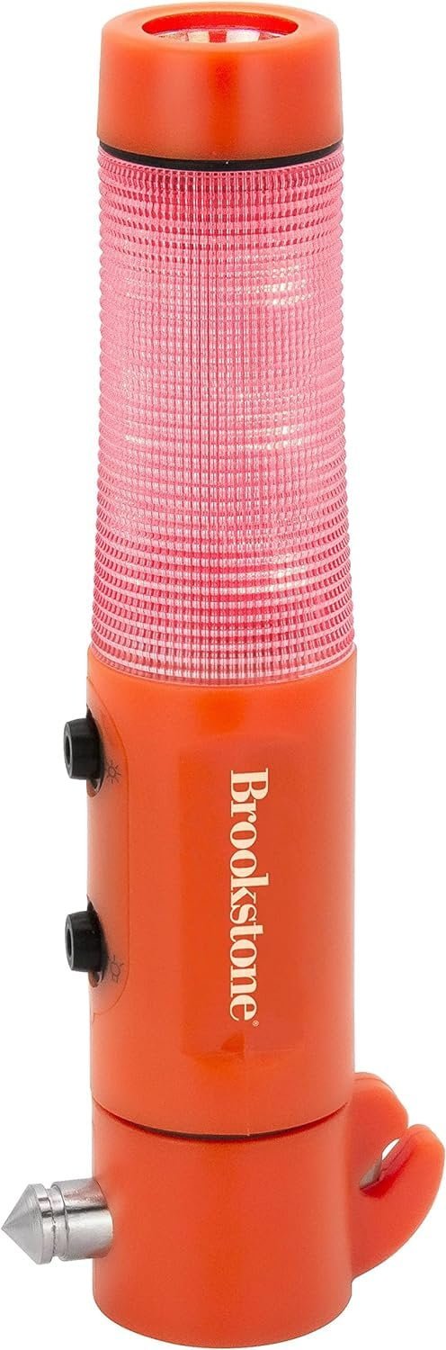 Brookstone, 4-in-1 Car Emergency Escape Tool with Seatbelt Cutter, Glass Hammer, Flashing Red Alert Light, All Purpose LED Flashlight, Magnetic Base to Place Car