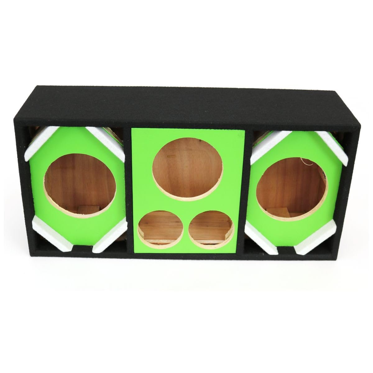 DEEJAY LED D6T2H1VYGREEN Two 6-in Woofers Plus Two Tweeters and One Horn Green Empty Chuchera Speaker Enclosure