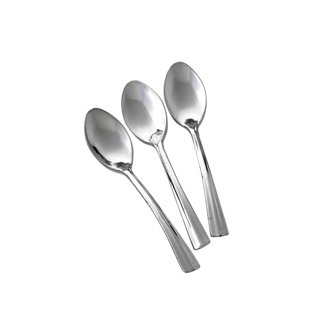 Mini Silver Spoons Plastic - 45 Count Tasting Spoon