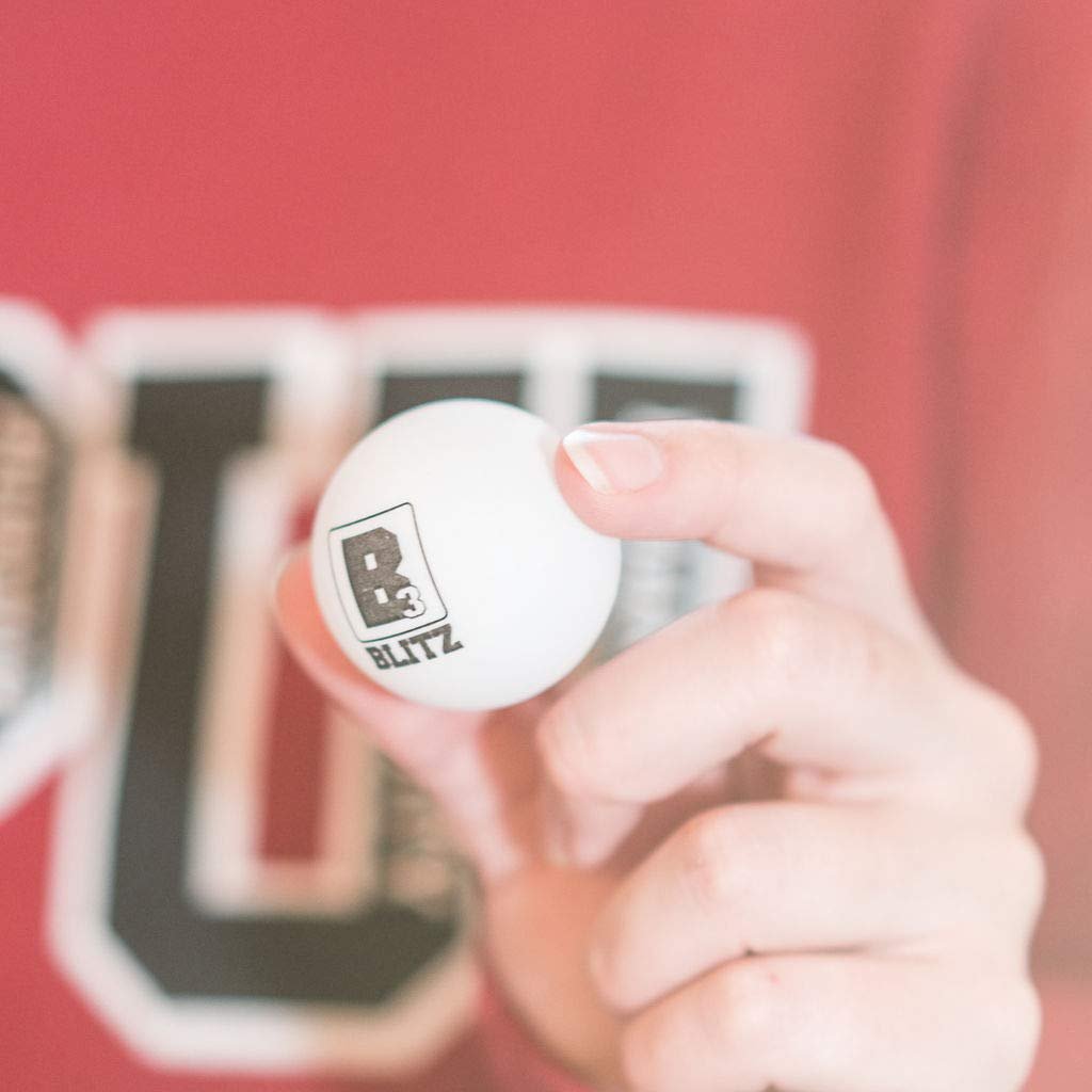 B3 Blitz, Bean Bag and Pong Ball toss Game, Indoor Party Game for Adults and Family: College Bean Bag The Next Generation Pong Game;Game Stand, 5 Buckets 8 Bean Bags 4 Pong Balls, Blue