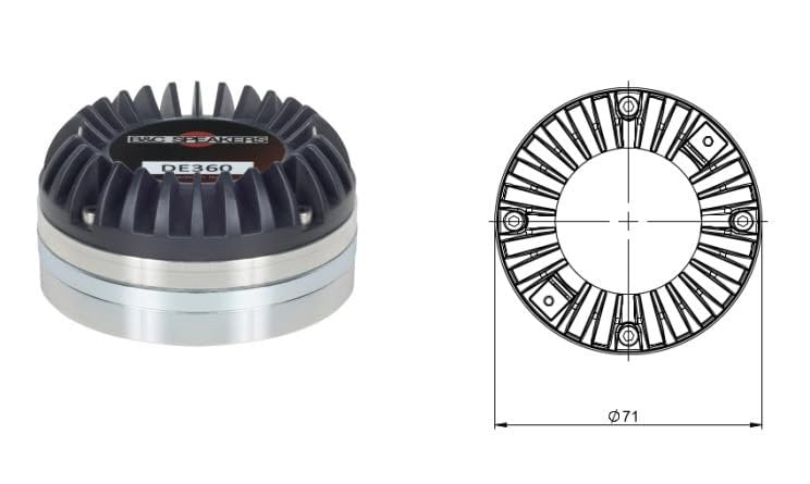 B&C Speakers DRV3608 Compression Driver 1-inch Throat Diameter 35 Watts Rms 70 Watts Peak 8 Ohms Loudspeaker Motorcycle Car Pro Audio Components Speaker - DRV360-8