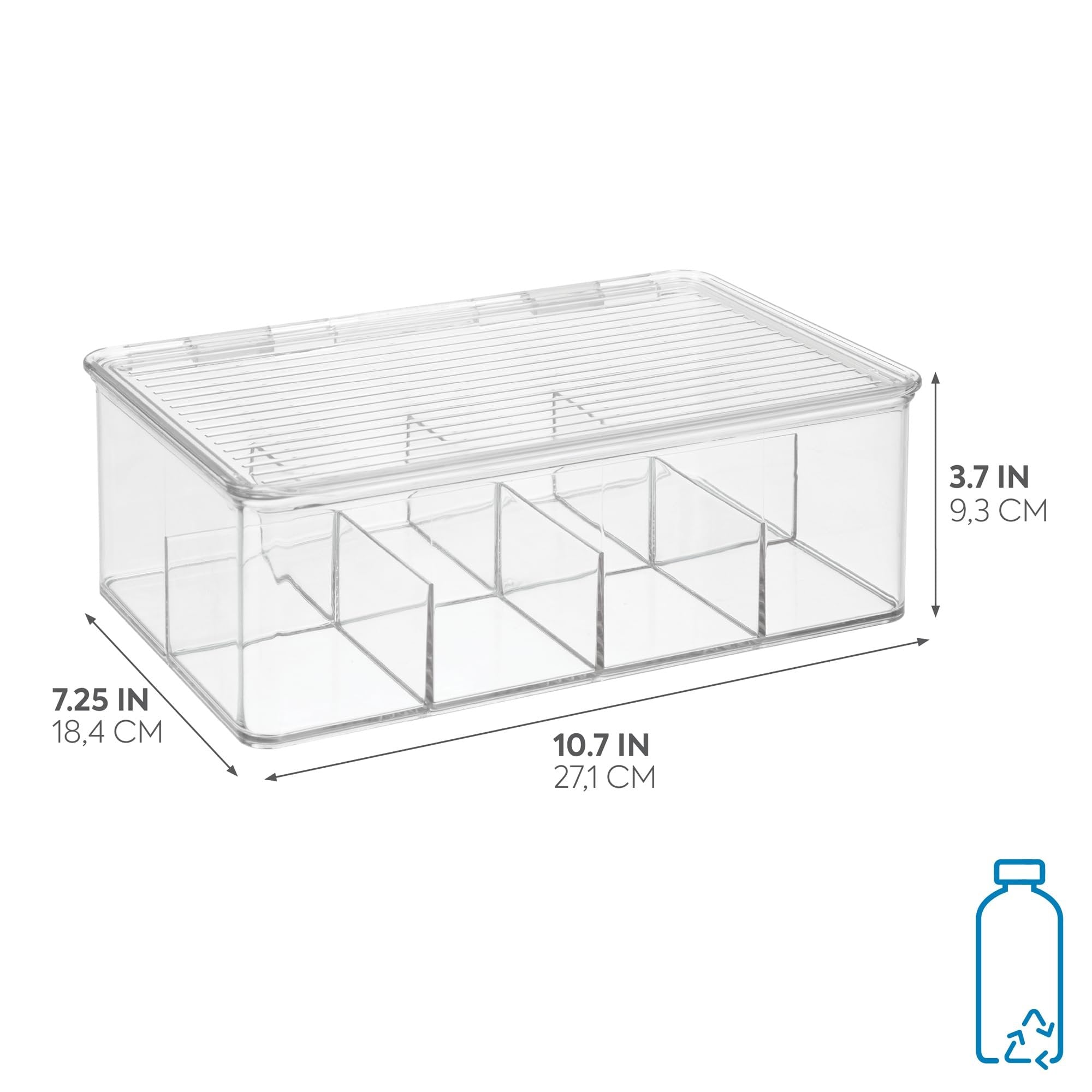 InterDesign Binz Tea Bag Organizer Box - Kitchen Cabinet Storage, Clear