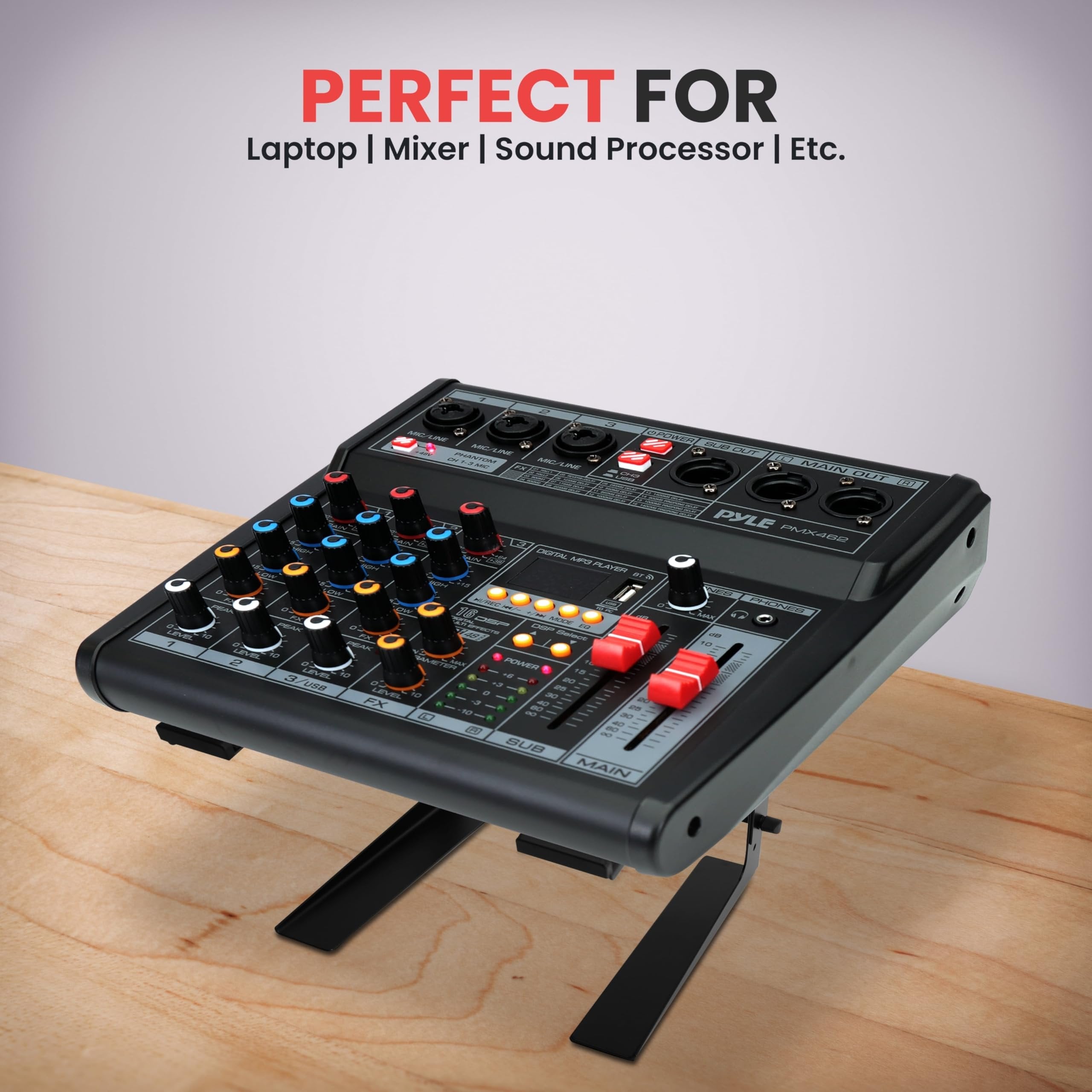 Pyle Portable Adjustable Laptop Stand - 6.3 to 10.9 Inch Anti-Slip Standing Table Monitor or Computer Desk Workstation Riser with Level Height Alignment for DJ, PC, Gaming, Home or Office - PLPTS25