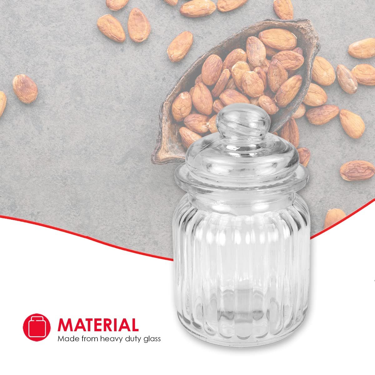 Home Basics Multi-Purpose 8 oz. Rippled Glass Mini Pantry Storage Jar with Dome Lid, Clear