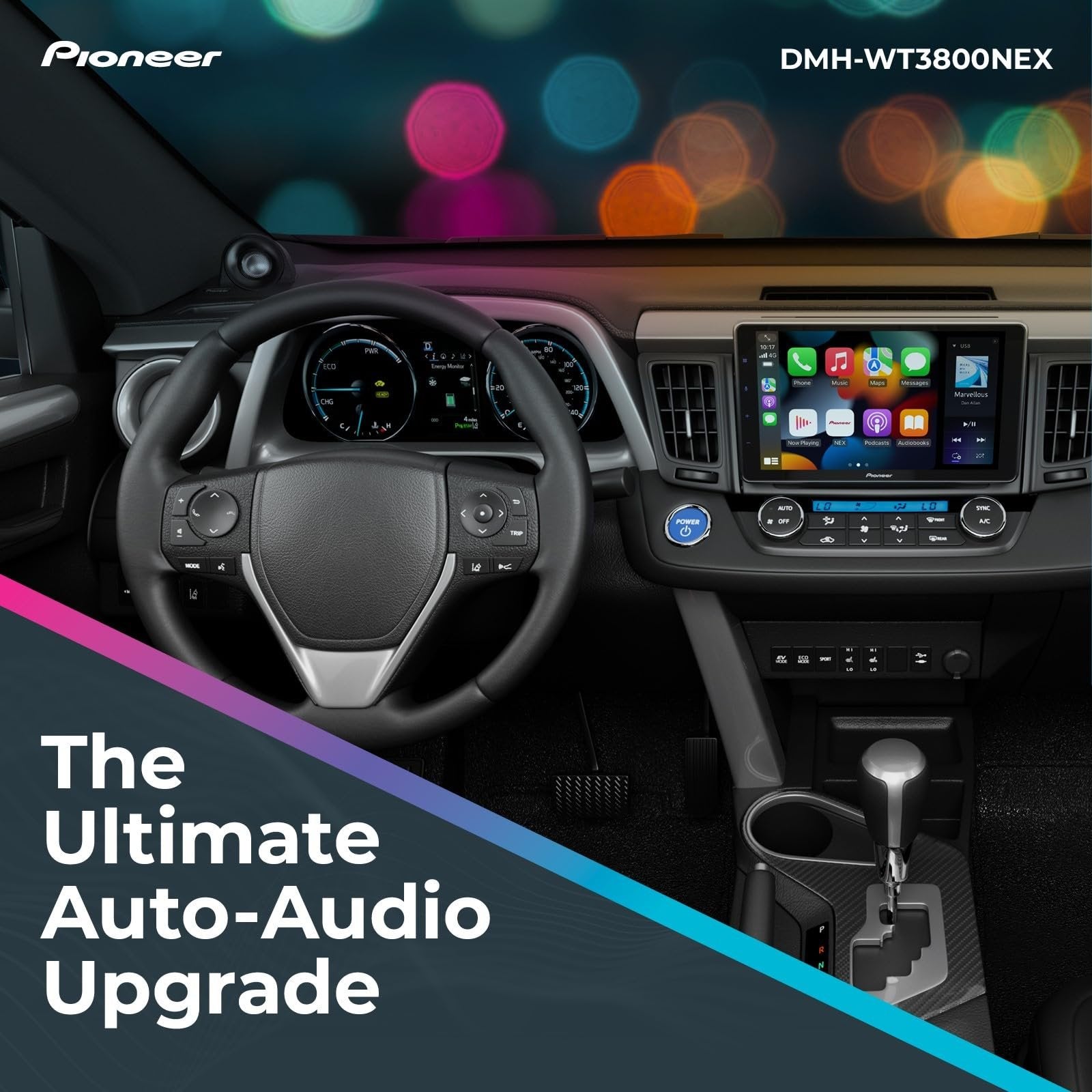 Pioneer DMH-WT3800NEX Digital Multimedia Receiver with Wireless Apple CarPlay and Android Auto, 9” Capacitive Floating Screen, Single-DIN, Built-in Bluetooth and WiFi, Amazon Alexa via App