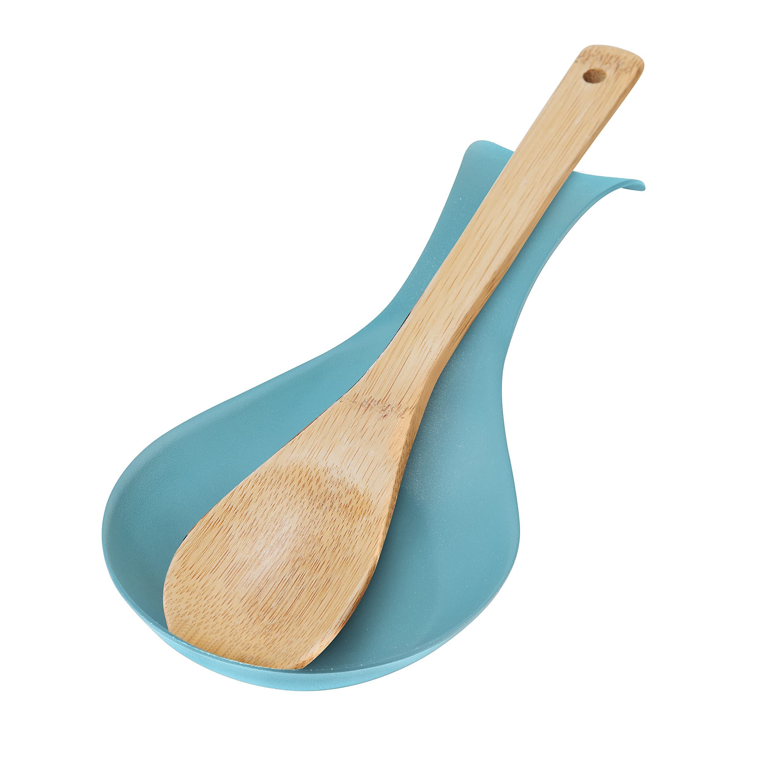 OGGI Stainless Steel Spoon Rest- Long Handle Holds Kitchen Utensils in Place, Great Spoon Rest for Kitchen Counter, Stove Top, or Coffee Station; Kitchen Accessories, Utensil Rest, Turquoise