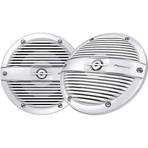 PIONEER CAR TSME650FC 6-1/2 inch 2-Way Marine Speakers (Pair) 200-Watt Max Power, IPX7 Rated, White Classic Grille Design