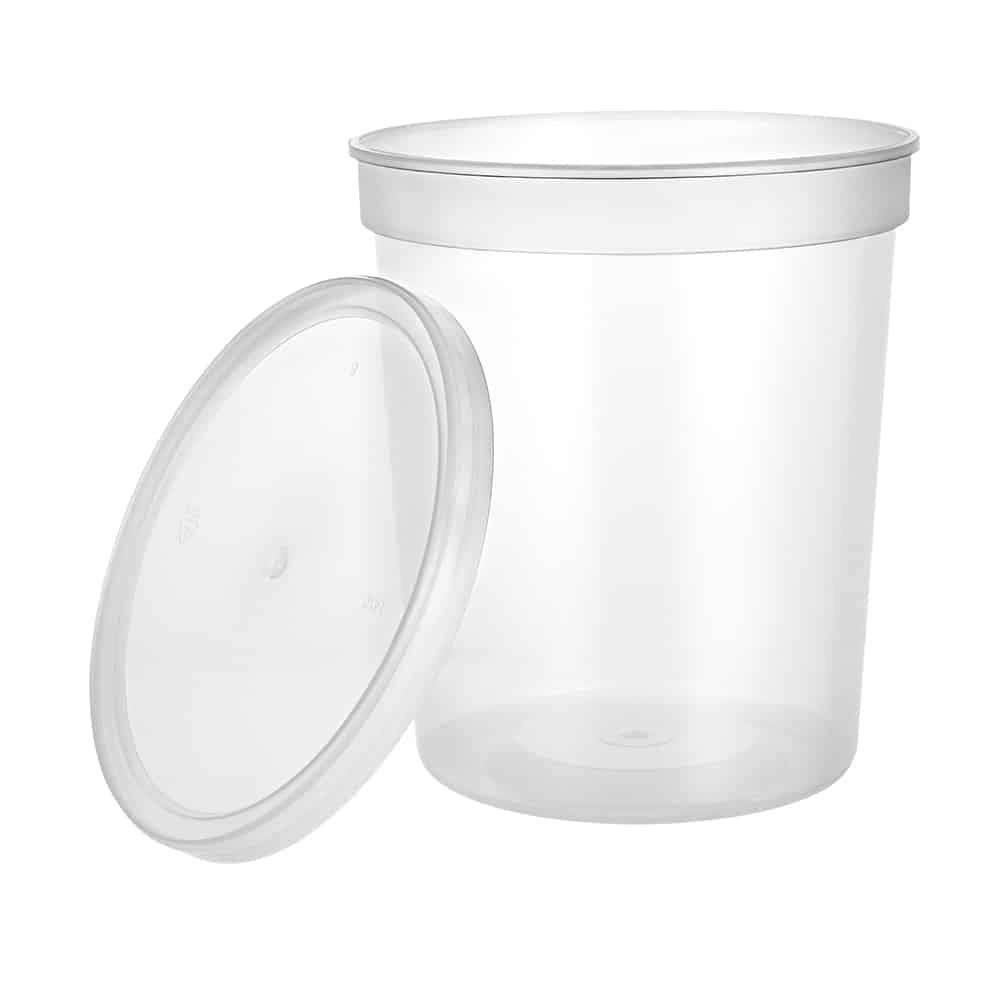 Nicole Home Collection Stackable Premium Clear Plastic Deli Containers with Lids - 32 oz (Pack of 5) - Durable & Reusable Design - Perfect for Weddings, Parties, Catering and More