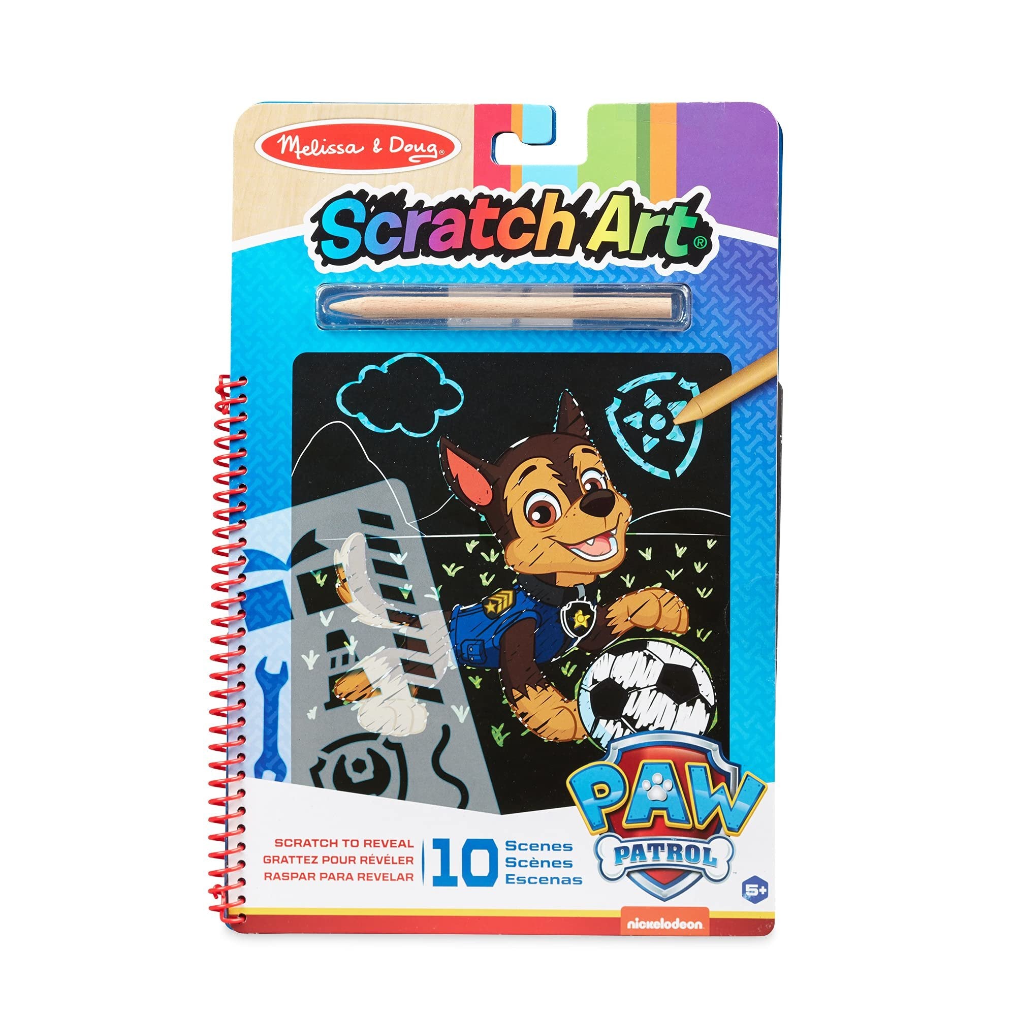 Melissa & Doug PAW Patrol Scratch Art Pad - Chase Colour Reveal Travel Activity Pad