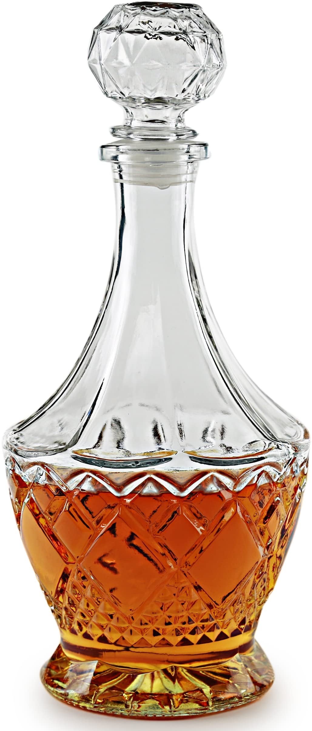 Circleware Victoria Elegant Liquor Scotch Brandy Bourbon Wine Whiskey Decanter, Best Gift Drink Beverage Dispenser Pitcher Carafe with Round Glass Stopper, 35 Ounces. Clear