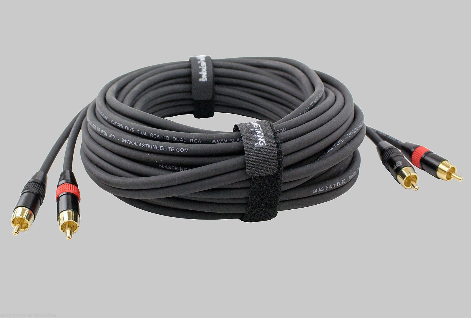 Blast King C2R2R-6 Dual RCA to Dual RCA 6FT Interconnected Cable Oxygen-Free Copper (OFC) for Enhanced Signal Clarity 90% Copper Braid Shield Reduces Noise Signal Degradation