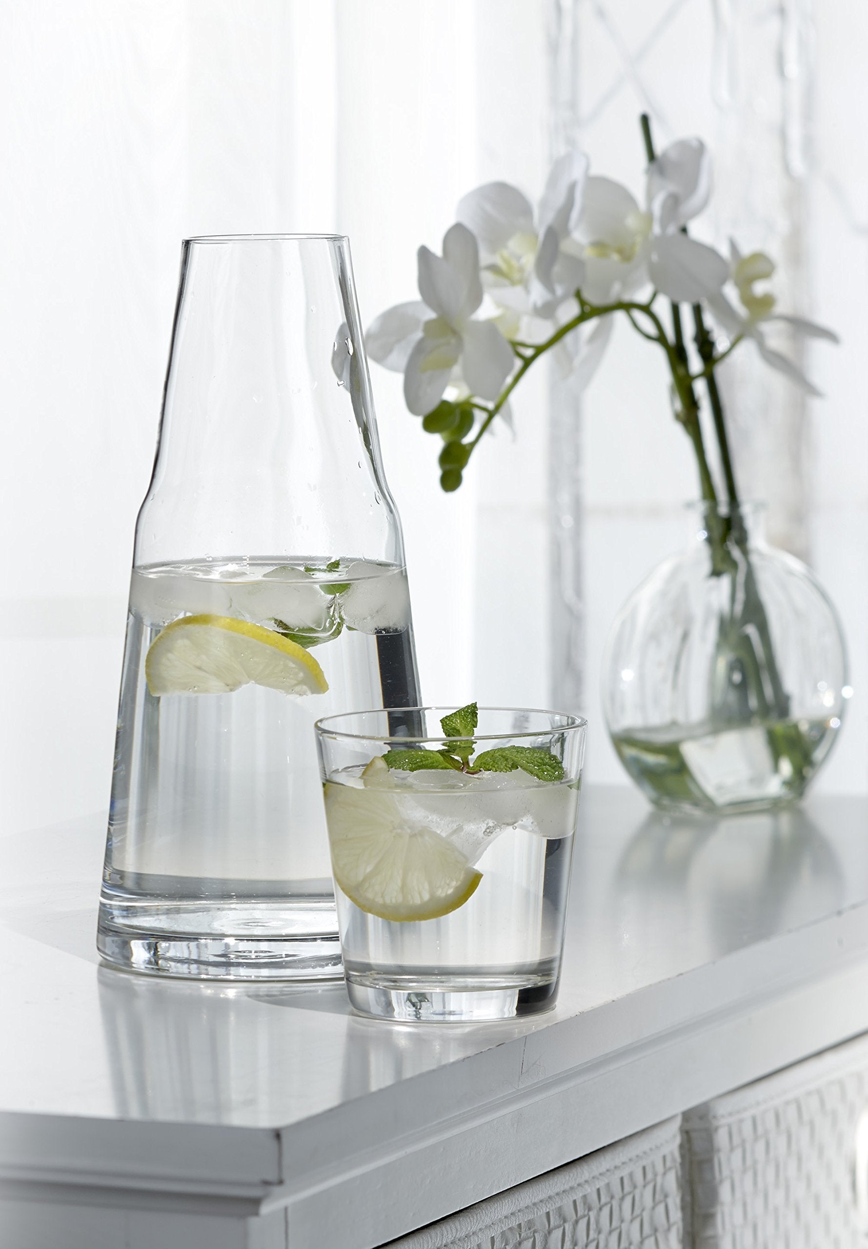 Style Setter Soho 2 Piece Bedside Water Carafe With Tumbler – Elegant Glass Pitcher & Matching Drinking Glass Doubles As Lid Adds A Touch of Hospitality to Guest Rooms or Office – Makes An Ideal Gift