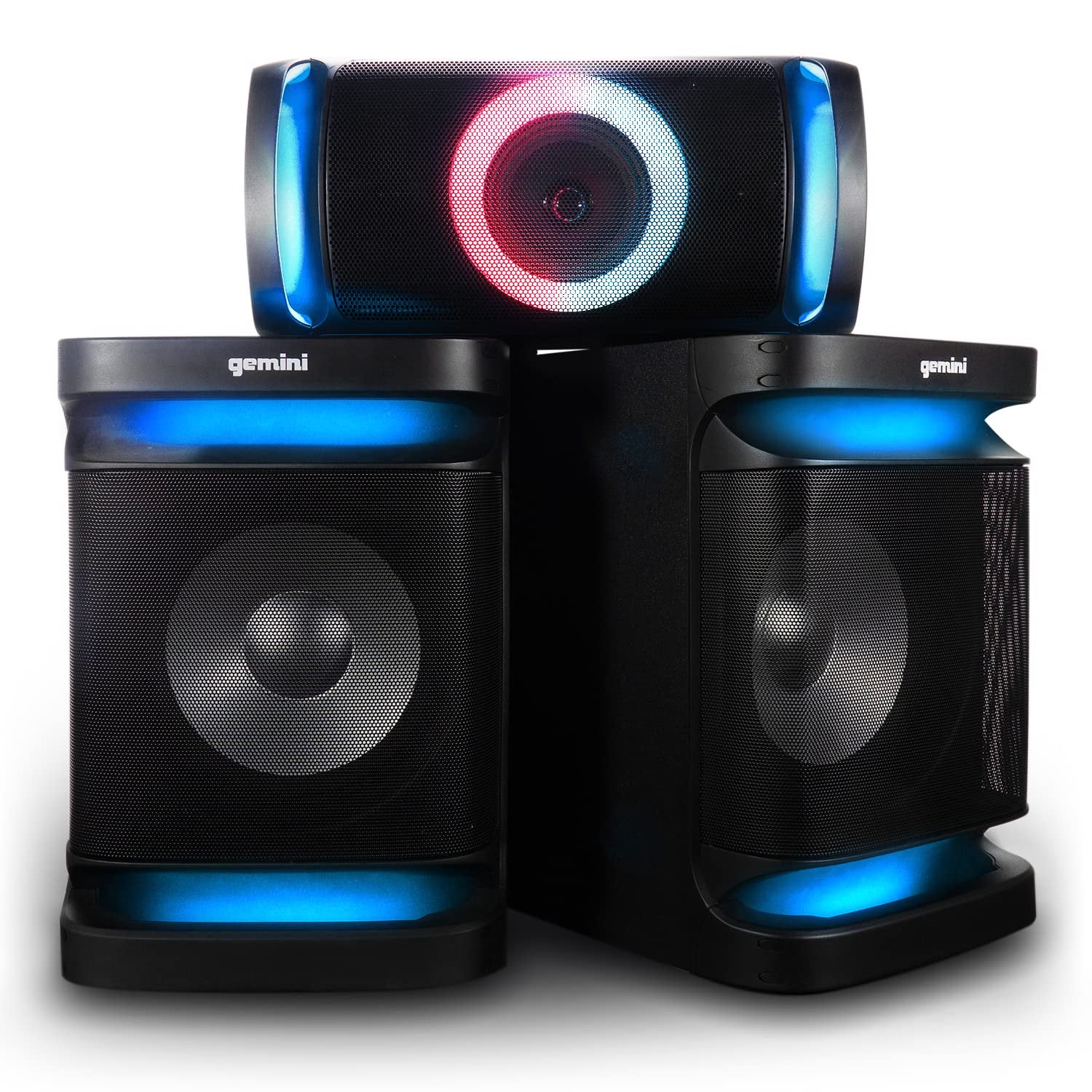 Gemini Bluetooth Stereo System for Home – 3000W Peak Power Dual 12” Subwoofers, FM Radio, LED Lights, USB, AUX, Optical Input – Ultimate Home Stereo Shelf System for Parties & Karaoke (GSYS-4800)