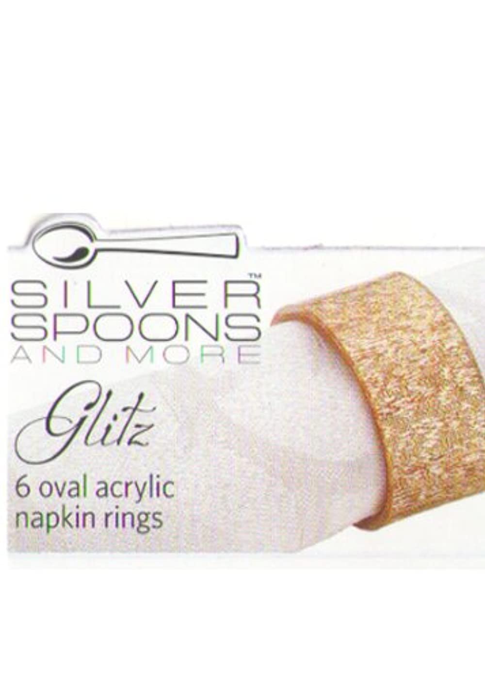 Set of 6 Oval Acrylic Napkin Rings - Gold Glitz Design