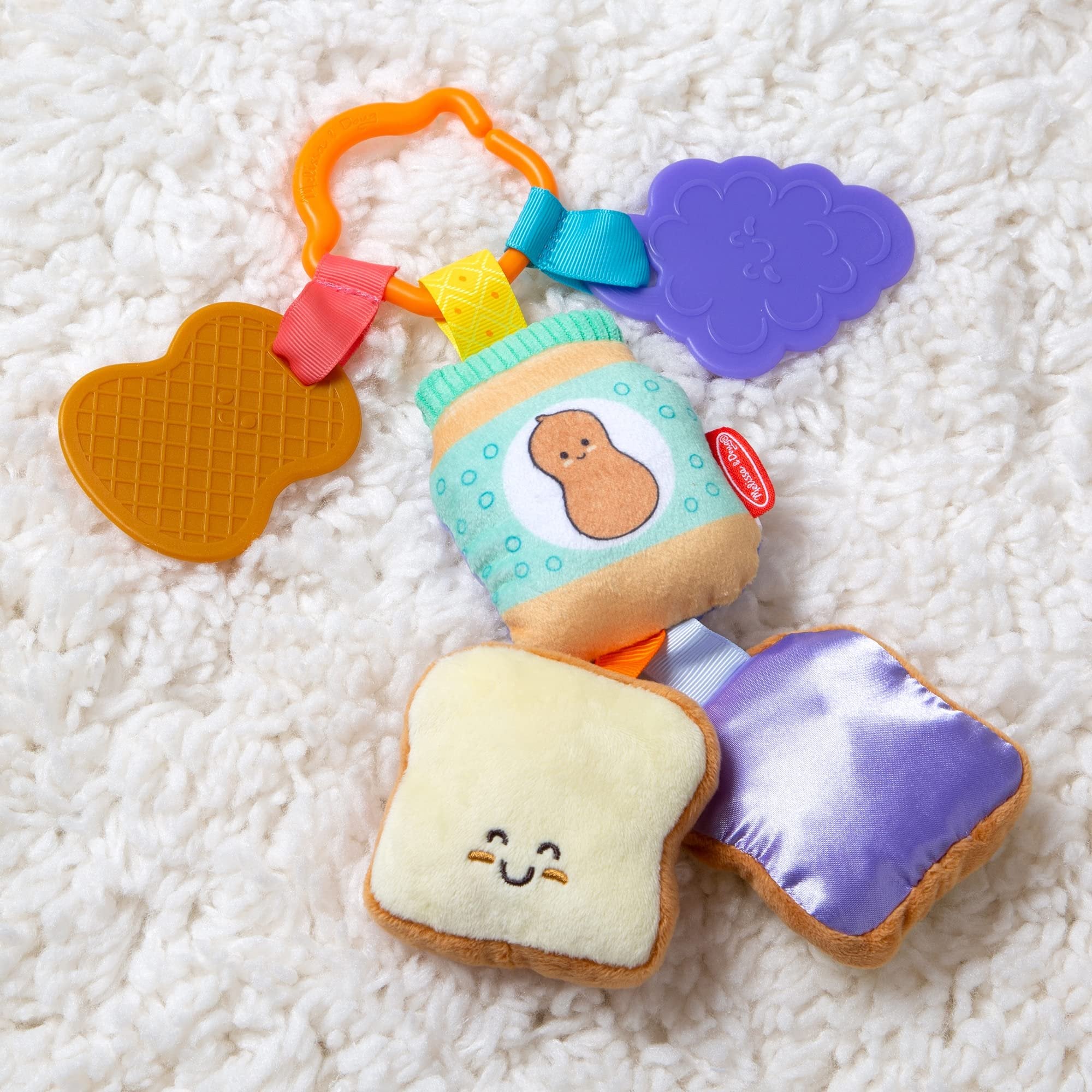 Melissa & Doug Multi-Sensory PB&J Take-Along Clip-On Baby Toy | Sensory Toy for Infants | Developmental Toy for Toddlers | 0+ | Gift for Baby Boys or Baby Girls