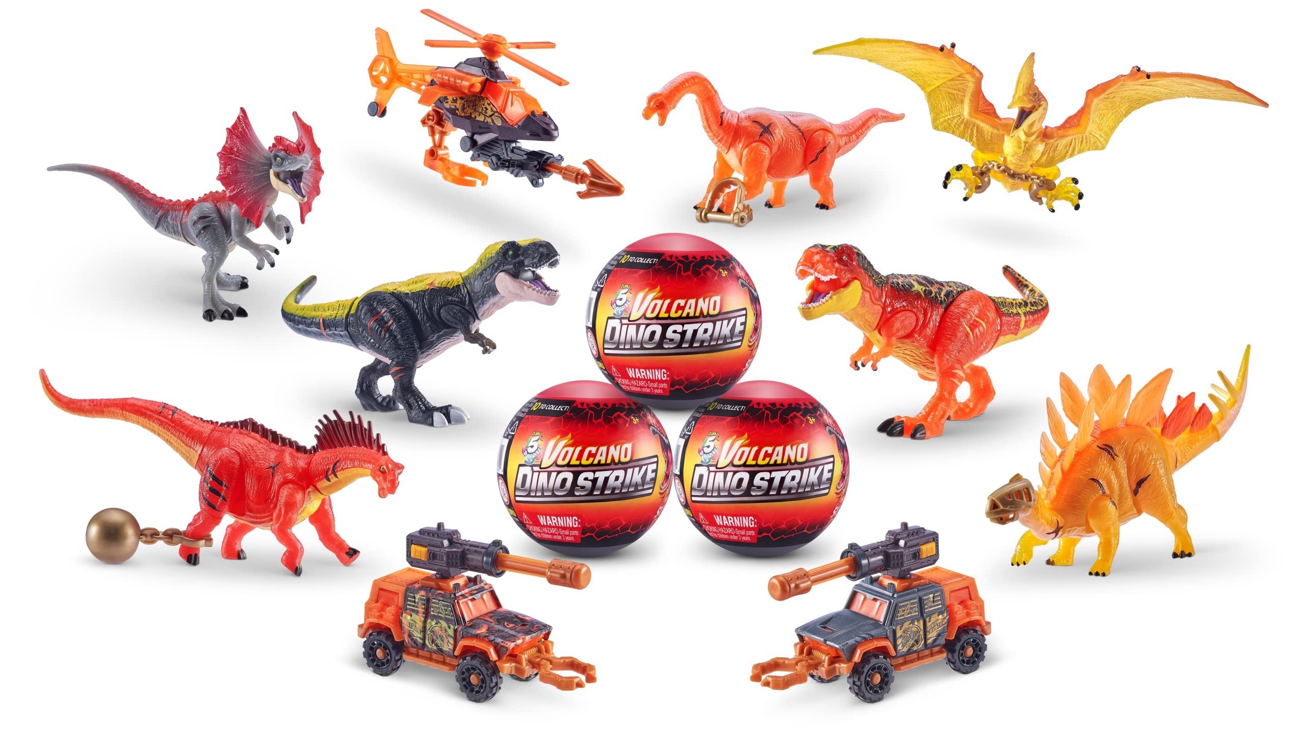 5 Surprise Dino Strike Series 4 (2 Pack) by ZURU Amazon Exclusive Mystery Collectible Mini Dinosaur Toys Fossils Capsules for Boys and Kids (2 Pack),Multi-Color,77254