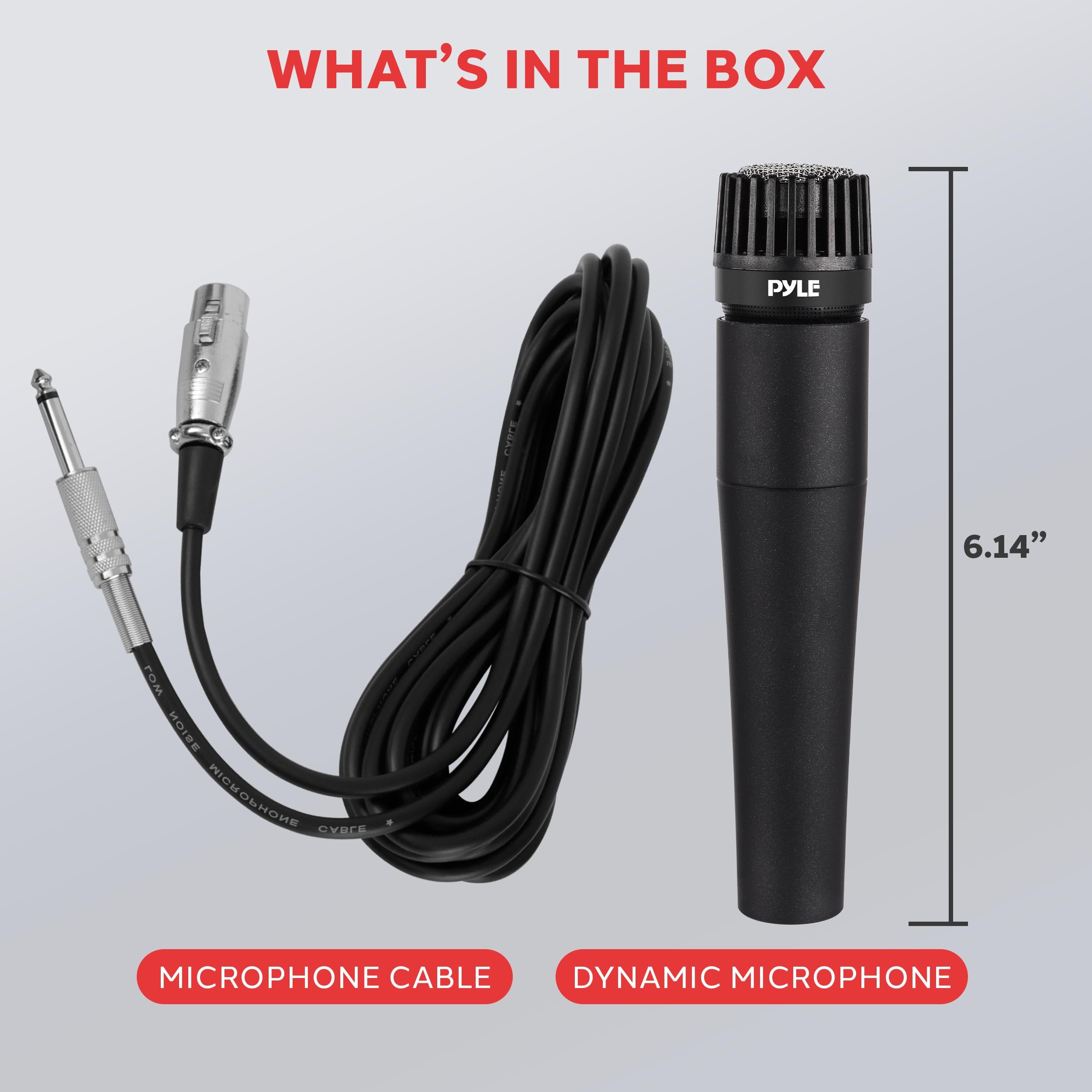 PylePro Dynamic Handheld Microphone, Professional Moving Coil Mic with Built-in Pop Filter, Wide Frequency Response, High Signal Output, Rugged Design, Low Noise Circuitry, 15' ft. XLR Cable Included