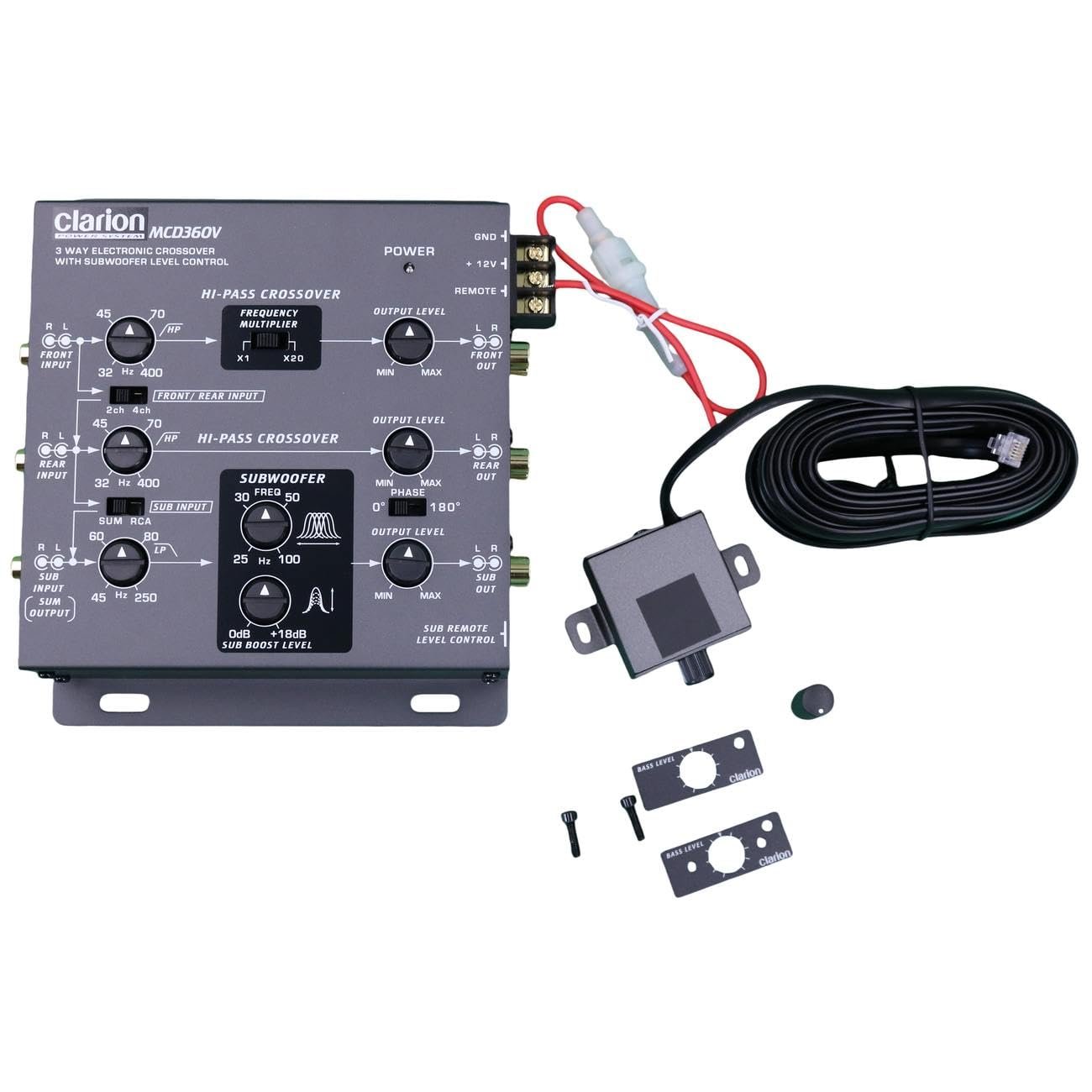 Clarion MCD360V 3-Way 6 Channel RCA Inputs Electronic Crossover with Remote Subwoofer Level Control Adjustable Level Output for Front Rear Subwoofer