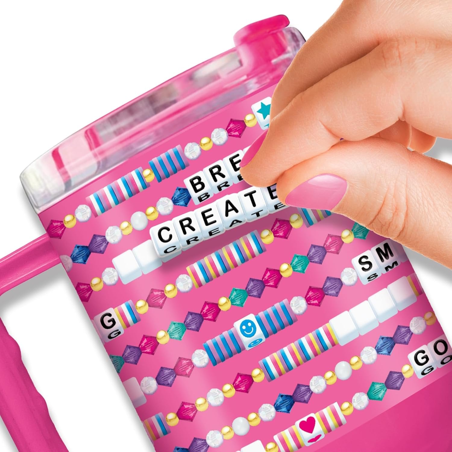 Cra-Z-Art Shimmer 'n Sparkle ABC Bead & Wear Bracelet Set with 20oz Tumbler - Make 6 Alphabet Bead Bracelets and Decorate Your 20oz Tumbler with Sticker Alphabet Beads - Kids Water Bottle for School