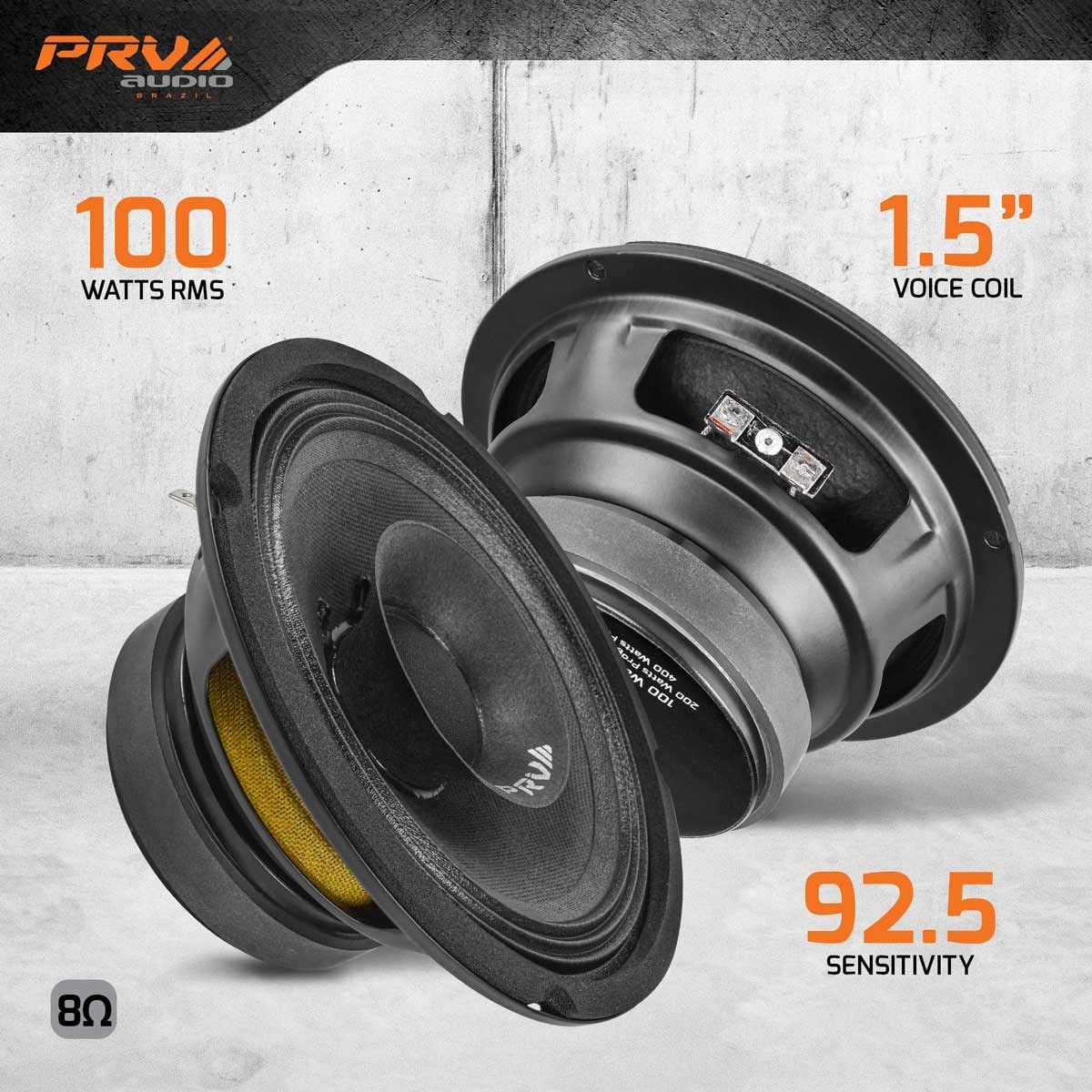 PRV AUDIO 6FR200 6 Inch Full Range Speaker, 8 Ohms, 200 Watts Continuous Program Power, 100 Watts RMS Power, 92.5 dB, Full-Range Driver, Loudspeaker for Pro Audio Systems (Single)