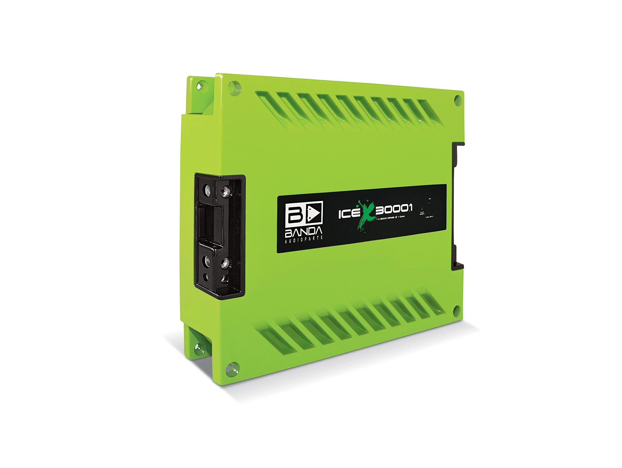 BANDA 1-Ch.Vehicle Audio Bass Amplifier - 3000WRMS High-Powered Mono Bass Amp w/Subsonic Filter and Low Pass Filter Stable at 1 ohm, LED Indicators, Sound Specialization, Green - BANDA ICEX3000.1GREEN