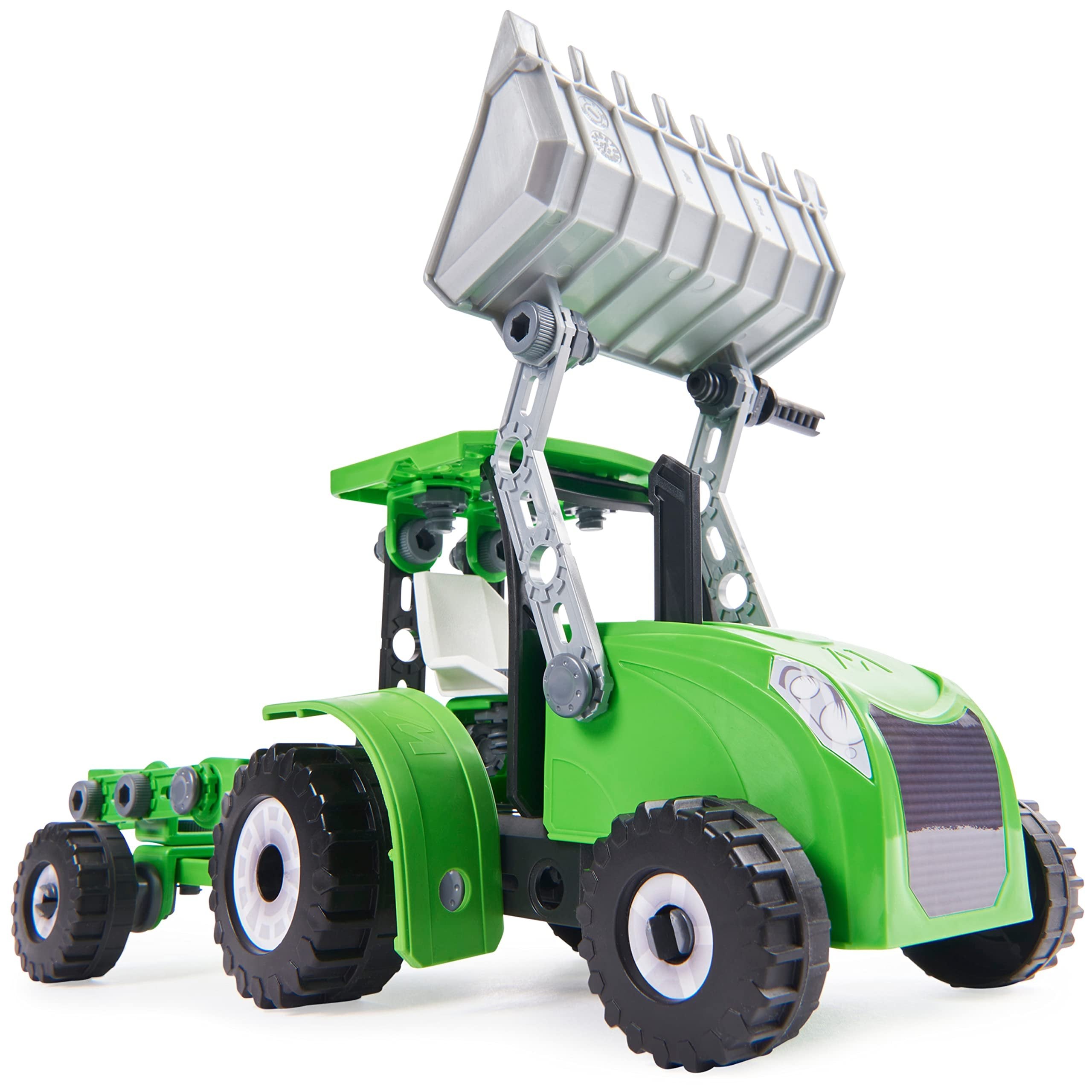 Meccano Junior, Front Loader Tractor with Moving Parts and Real Tools, Toy Model Building Kit, STEM Toys for Kids Ages 5 and up