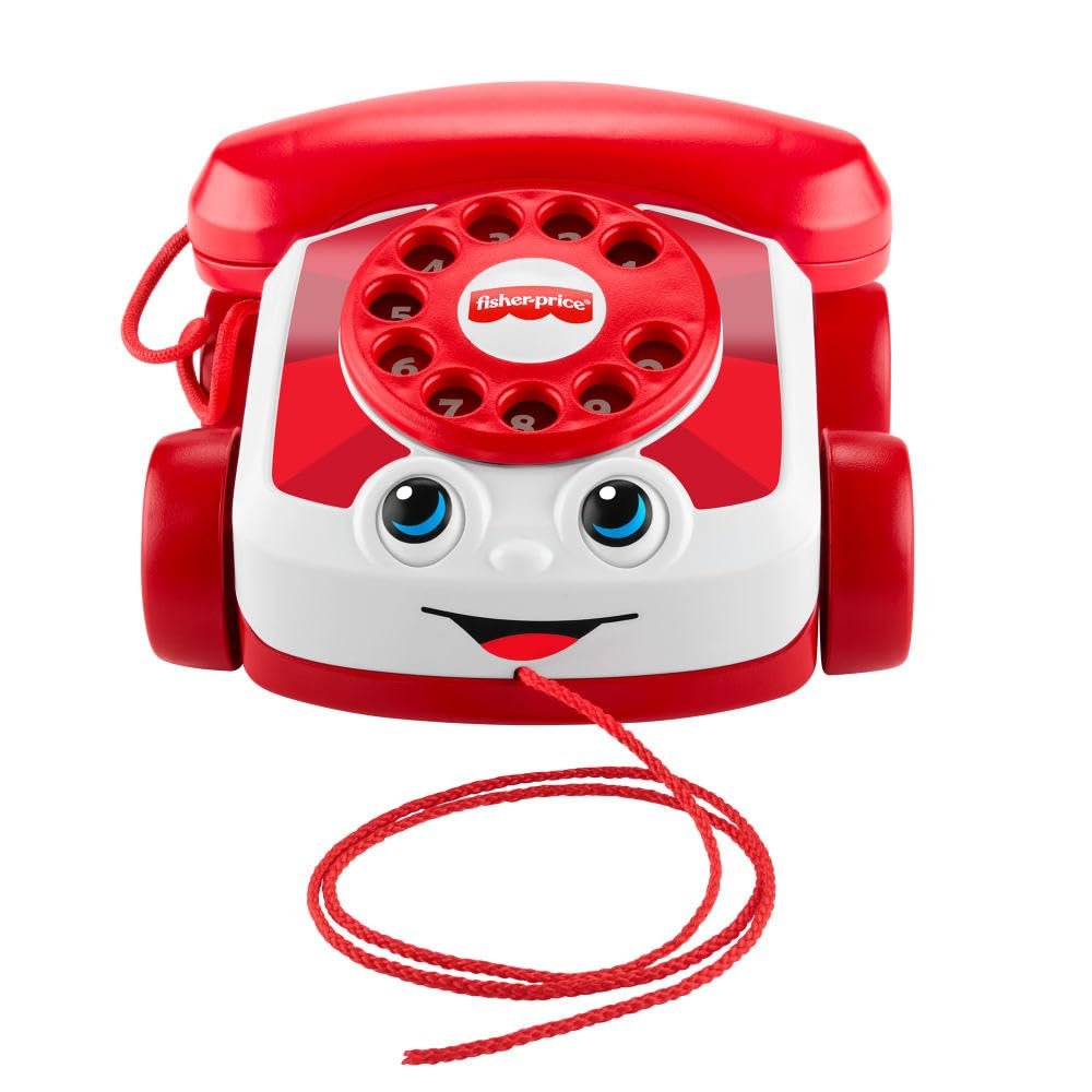 Fisher-Price Baby Toy Red Chatter Telephone, Mattel 80th Anniversary Edition Pull-Along Activity for Infants & Toddlers Ages 1+ Years