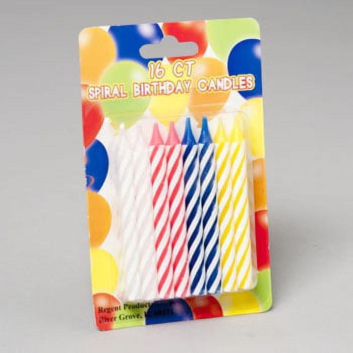 BIRTHDAY CANDLES SPIRAL 16CT 4AST CLRS PER PK PARTY/BLISTER, Case Pack of 36