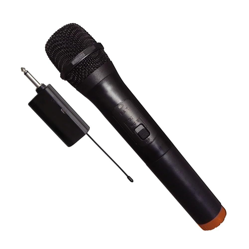 Moonki Sound MS-WM65J Microphone Pro UHF Wire Less Dual AA Mic + USB Charging Rechargeable Receiver Long Range Clear Audio for Live Events Karaoke Presentations
