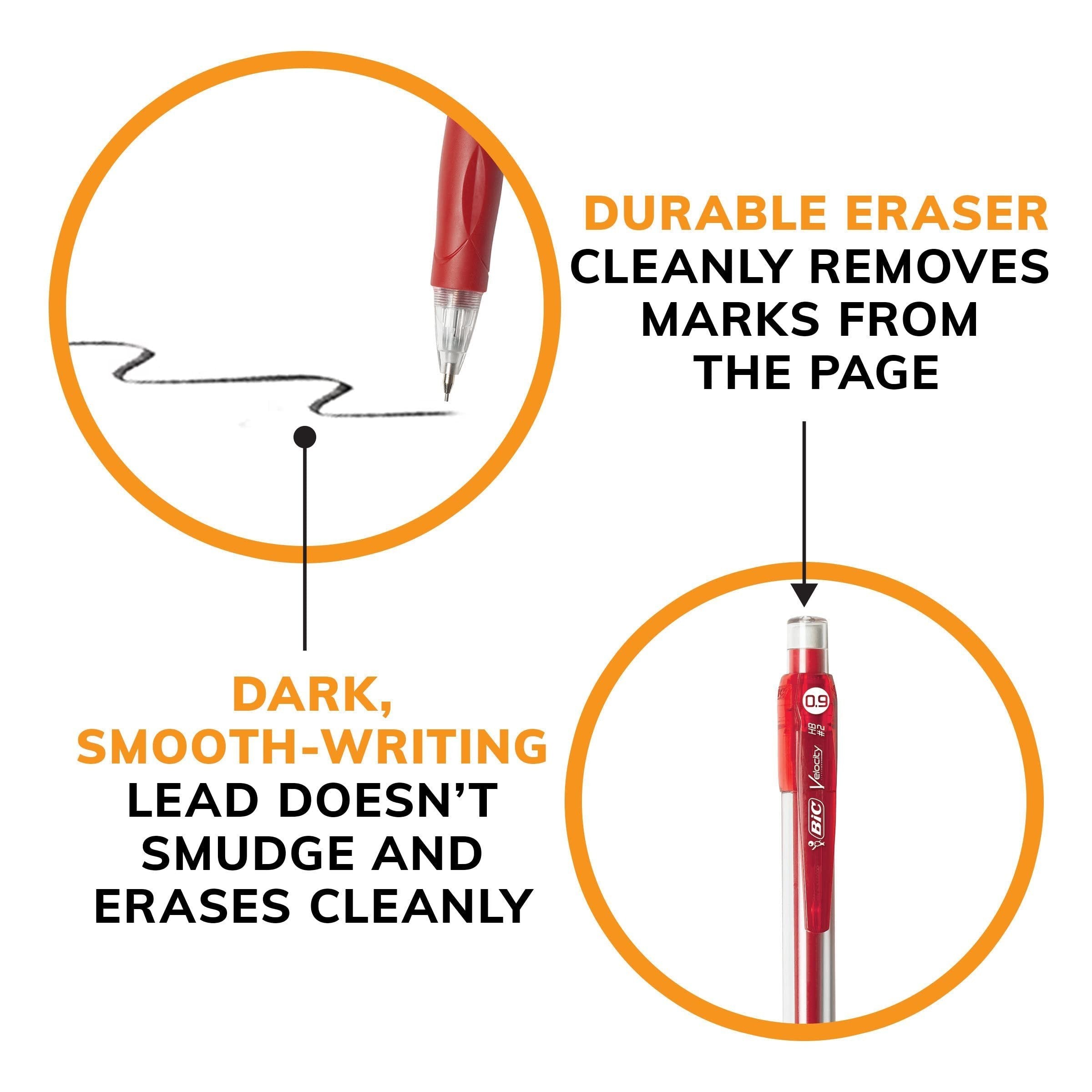 BIC Velocity Mechanical Pencil, Refillable, Thick Point (0.9 mm)
