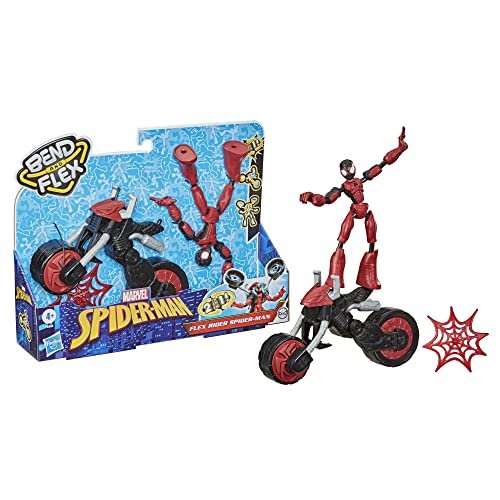 Spider-Man Marvel Bend and Flex, Flex Rider Action Figure Toy, 6-inch Flexible Figure and 2-in-1 Motorcycle for Kids Ages 4 and Up