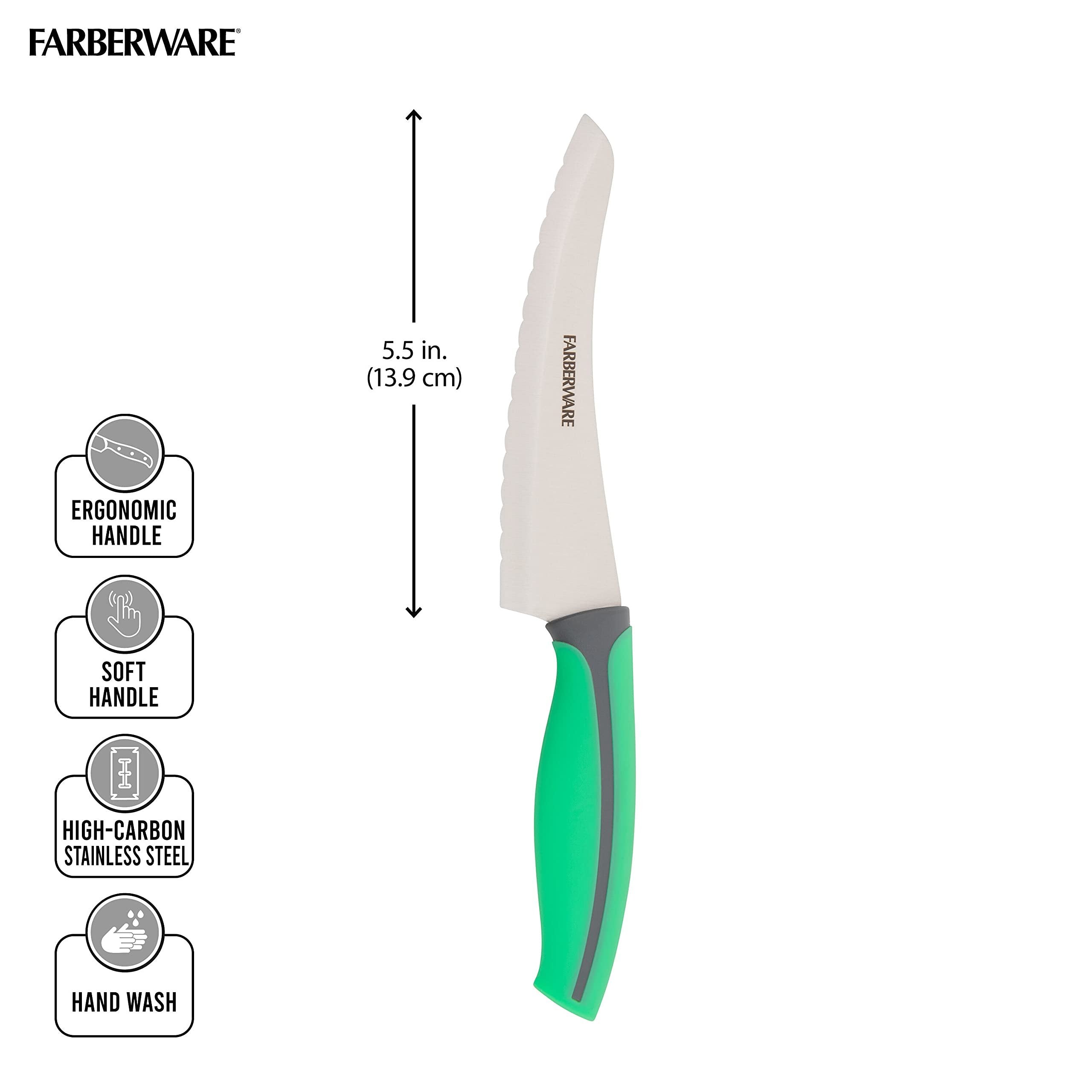 Farberware Slice Bread Knife Ultra-Sharp Serrated Blade, Ergonomic Soft-Grip Handle, Ideal for Precise Cutting, 8 inch, Maroon
