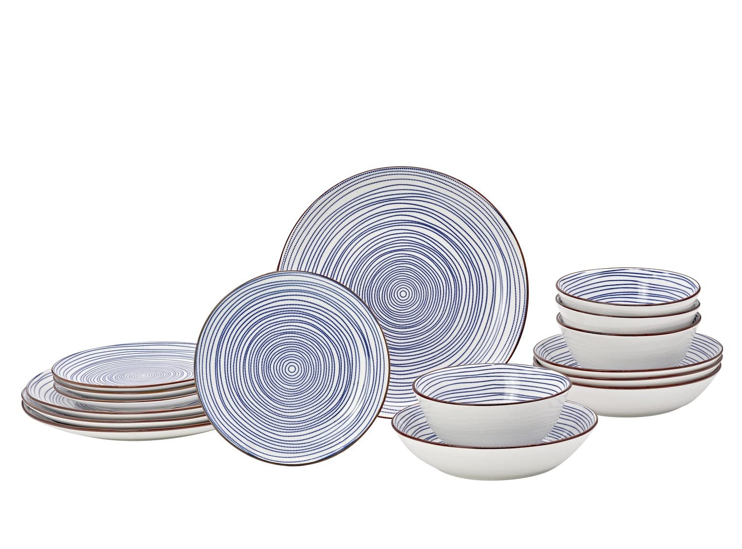 Dinnerware Set Dinner Plate, Salad Plate, and Soup Bowl Molino by Godinger - 16 Piece set