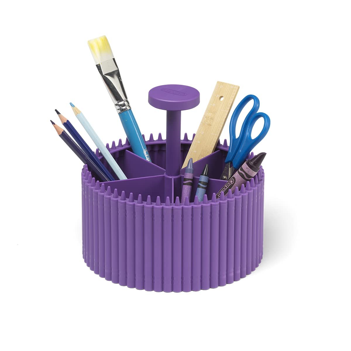 Crayola Round Storage Organizer - Creative Kids Desk Organizer with 5 Sections for Storing Pens, Pencils, Crayons and Other School/Office Supplies, Violet (Purple), Kids 3+ Years (20022587)
