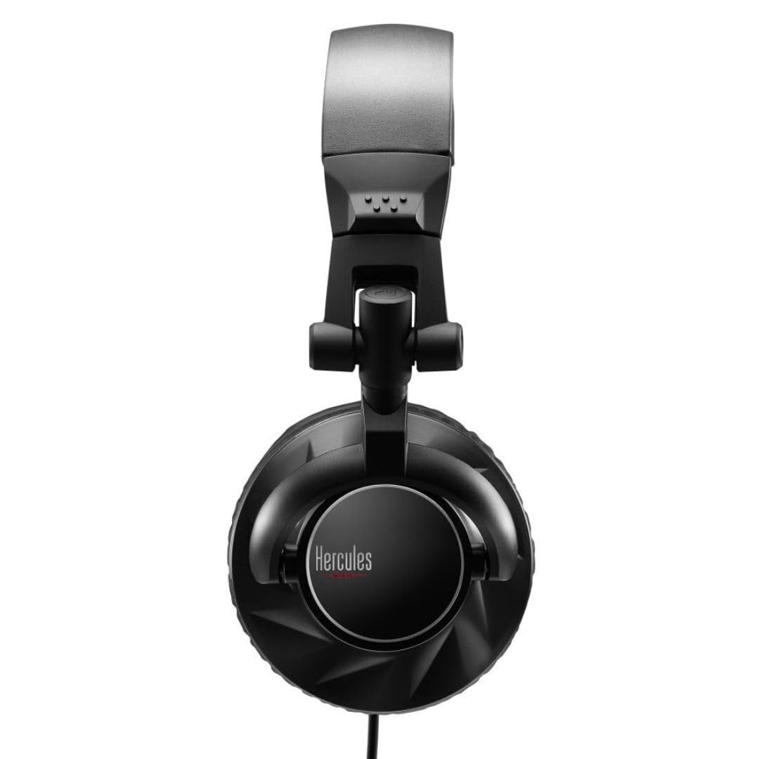 Hercules HDP DJ60 Closed-Back Over-Ear DJ Headphones with Optimal Noise Isolation, Circumaural Design, Attached Spiral Cable, and Ultra-Soft Ear Pads (Black)