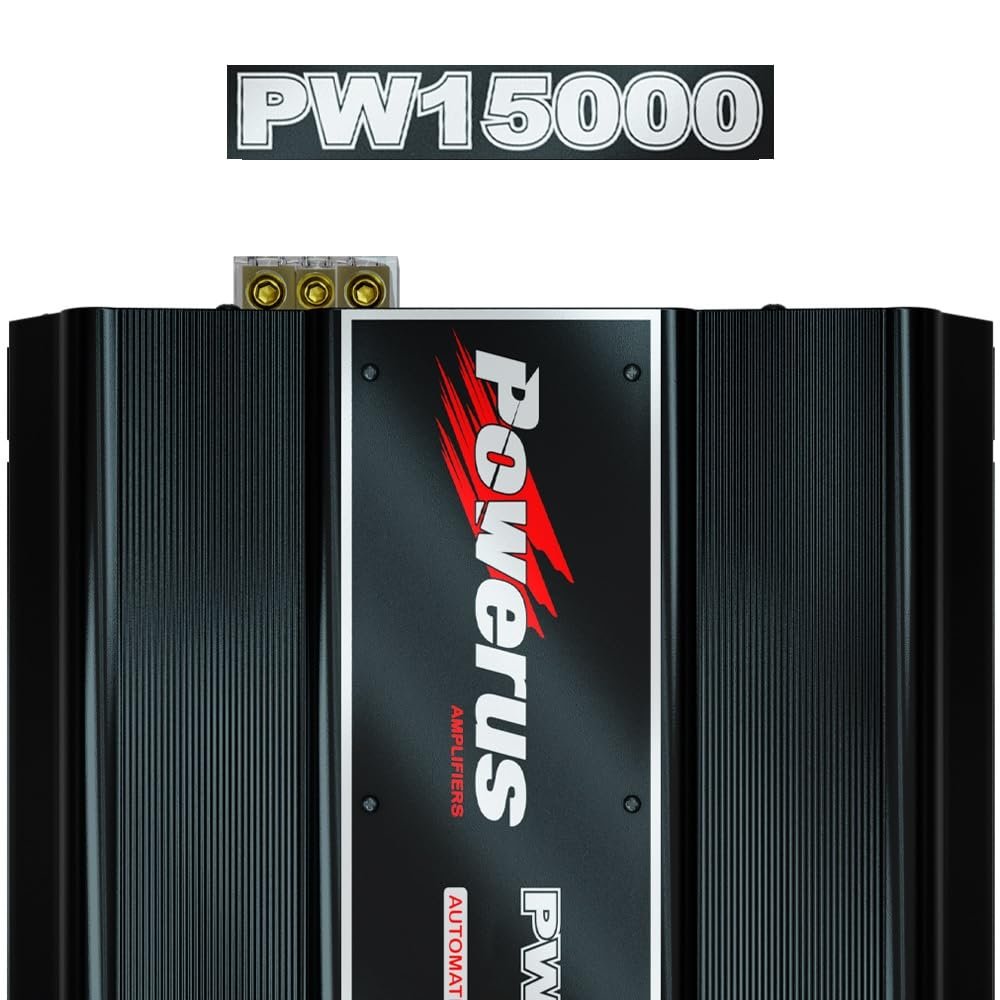POWERUS15000.1 Car Amplifier 1 Ohm 15,000 Watts RMS Class D Audio Mono Amp Speaker Automatic Audio Limiter Advanced Protection Circuits - PW15000