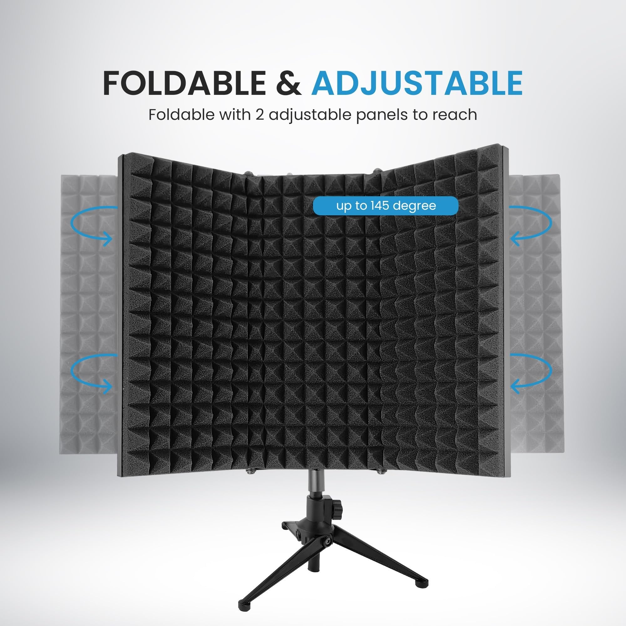 iDance Foldable Absorbent Microphone Isolation Shield, 3 Microphone Isolator Panels, Studio Recording Mic Vocal Isolation Shield, Foldable Sound Shield, Sound Isolator Panels for Recording