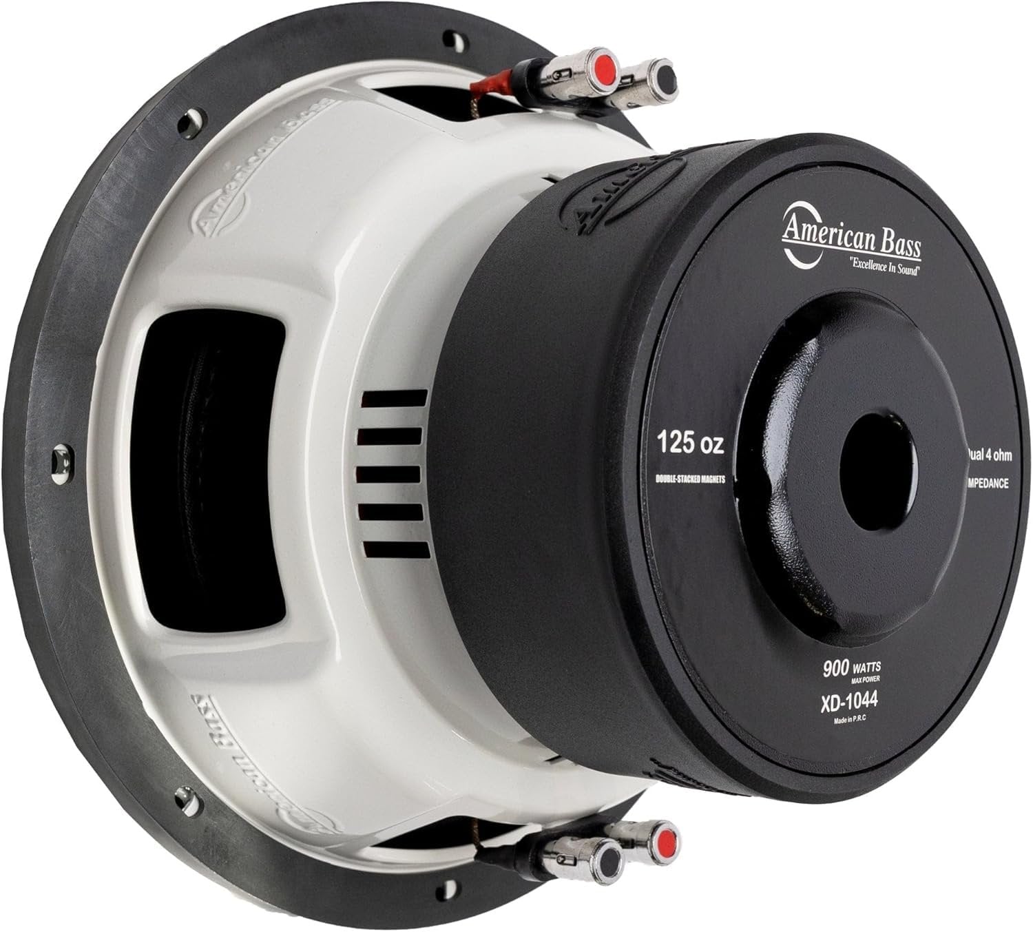 American Bass XD 10” Subwoofer, 900W Max / 450W RMS, Dual 4 Ohm, 2.5” Voice Coil, Double Stacked Magnet, Foam Surround, High-Performance Subwoofer Car Audio Driver for Deep Bass in Ported Boxes
