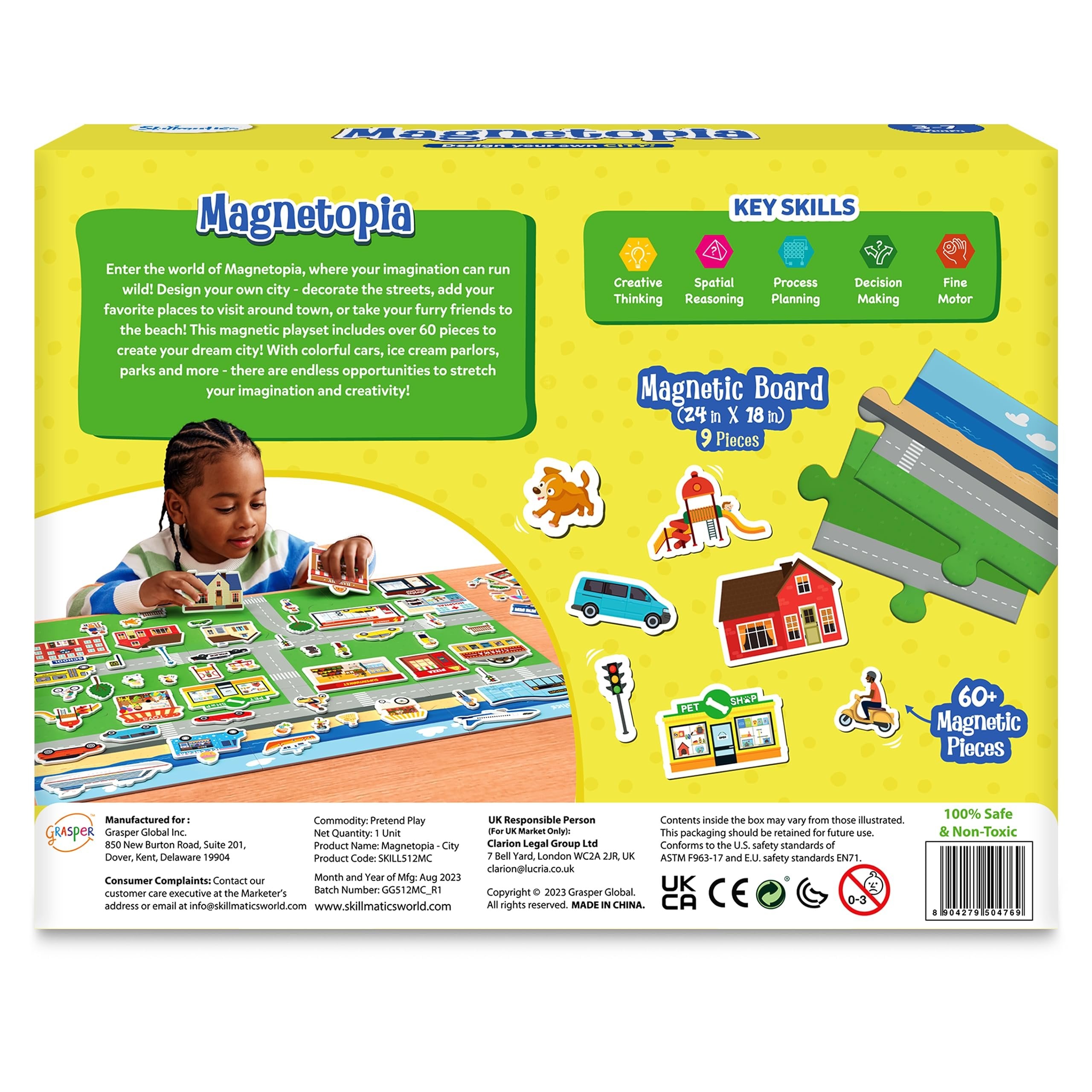 Skillmatics Creative Toy Magnetopia - Design Your City, Interactive Pretend Play Set for Kids, Toddlers, 60+ Magnetic Pieces, Preschool Learning Game, Gifts for Boys & Girls Ages 3, 4, 5, 6, 7
