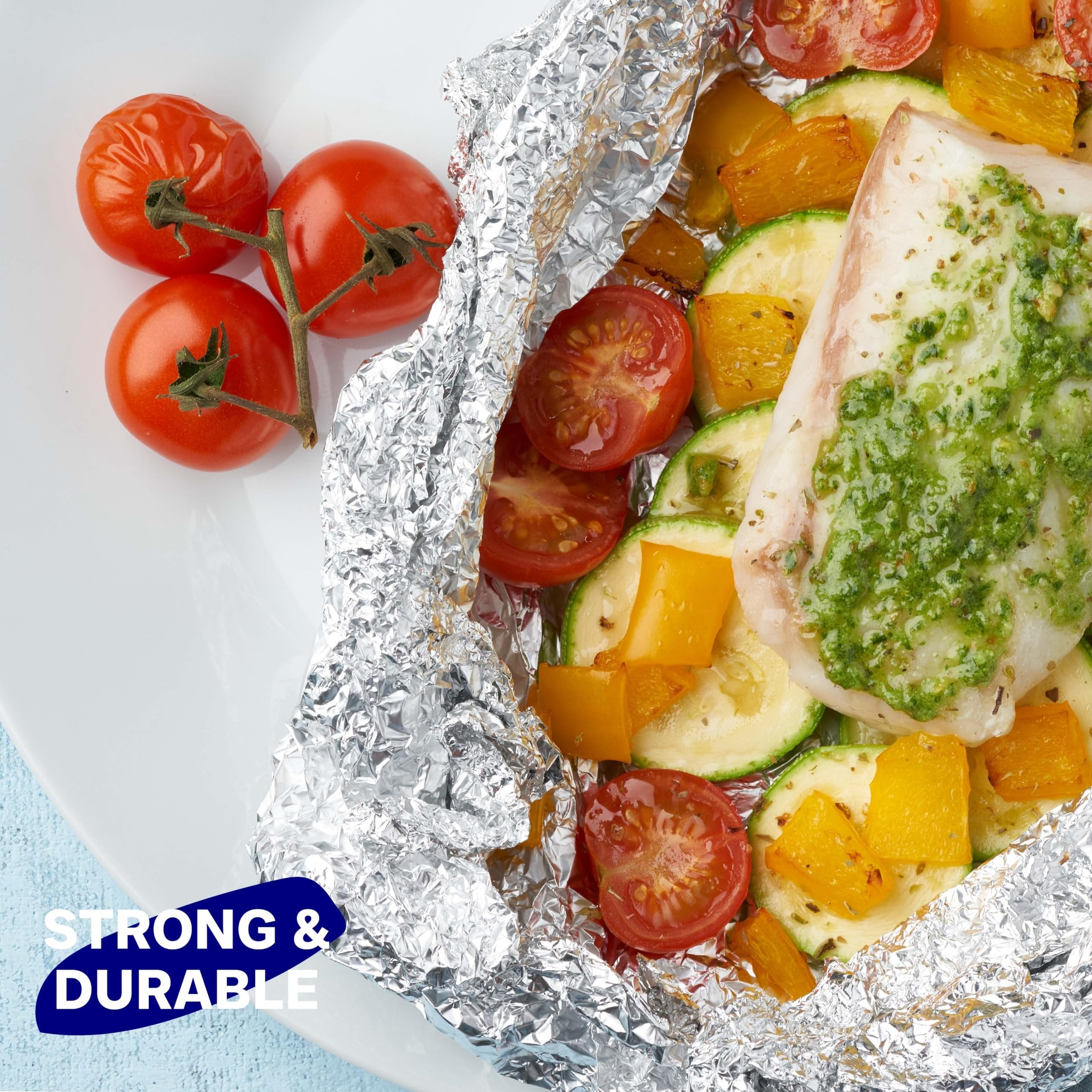 Heavy Duty Aluminum Foil, 250 Square Feet - 12" x 250' - Easy Tear Non-Stick Aluminum Foil Roll - Perfect For Multipurpose Kitchen Use, Baking, Roasting, Grilling, BBQ & Food Storage